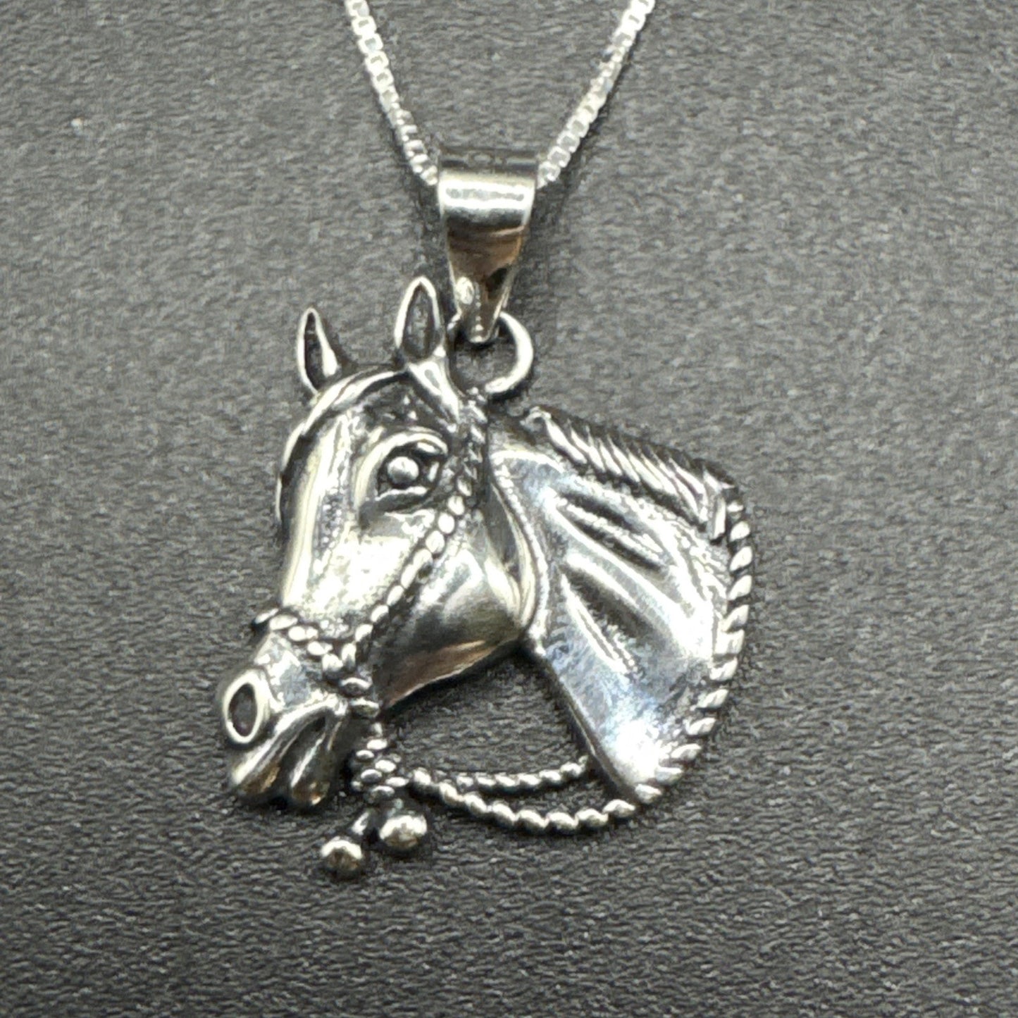New Condition Sterling Silver 18” Horse Pendant Necklace 925