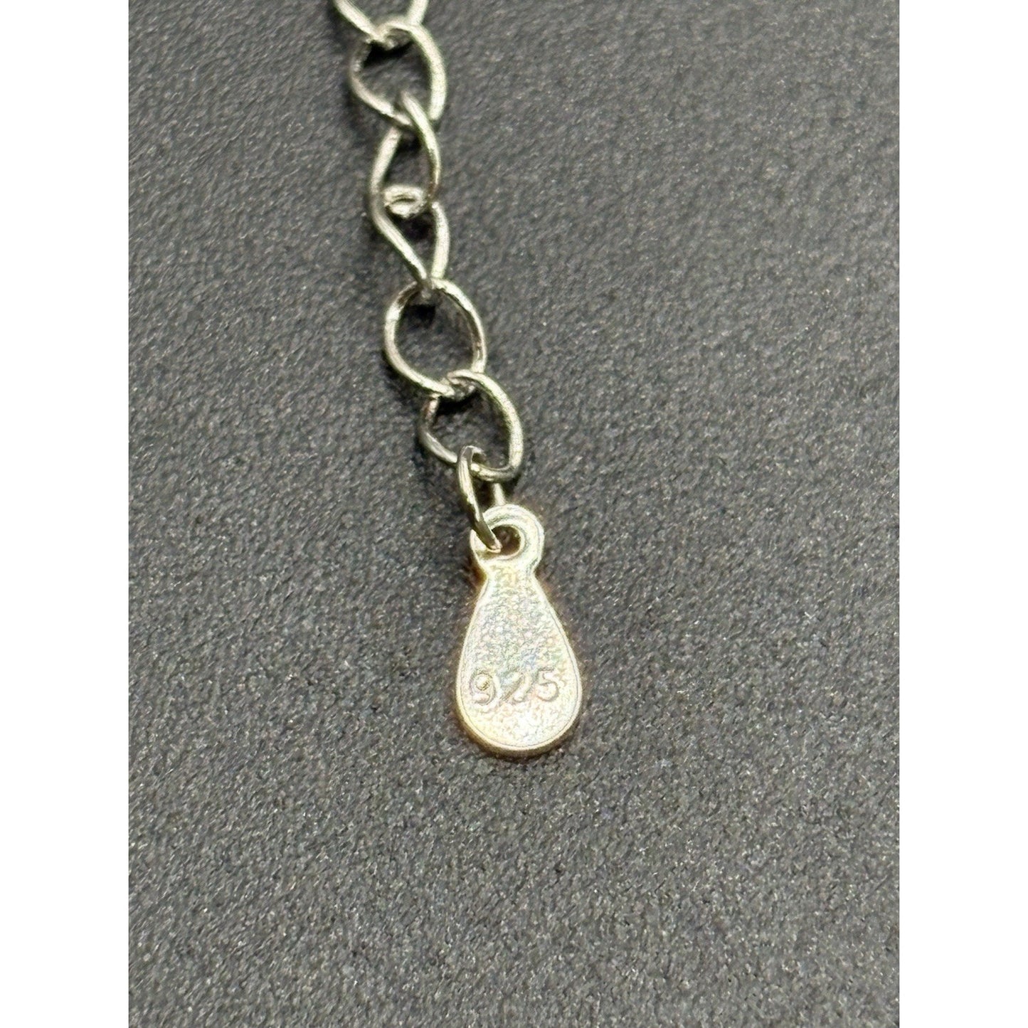 New Condition 18" Sterling Silver Rainbow Cubic Zirconia Heart Pendant Necklace