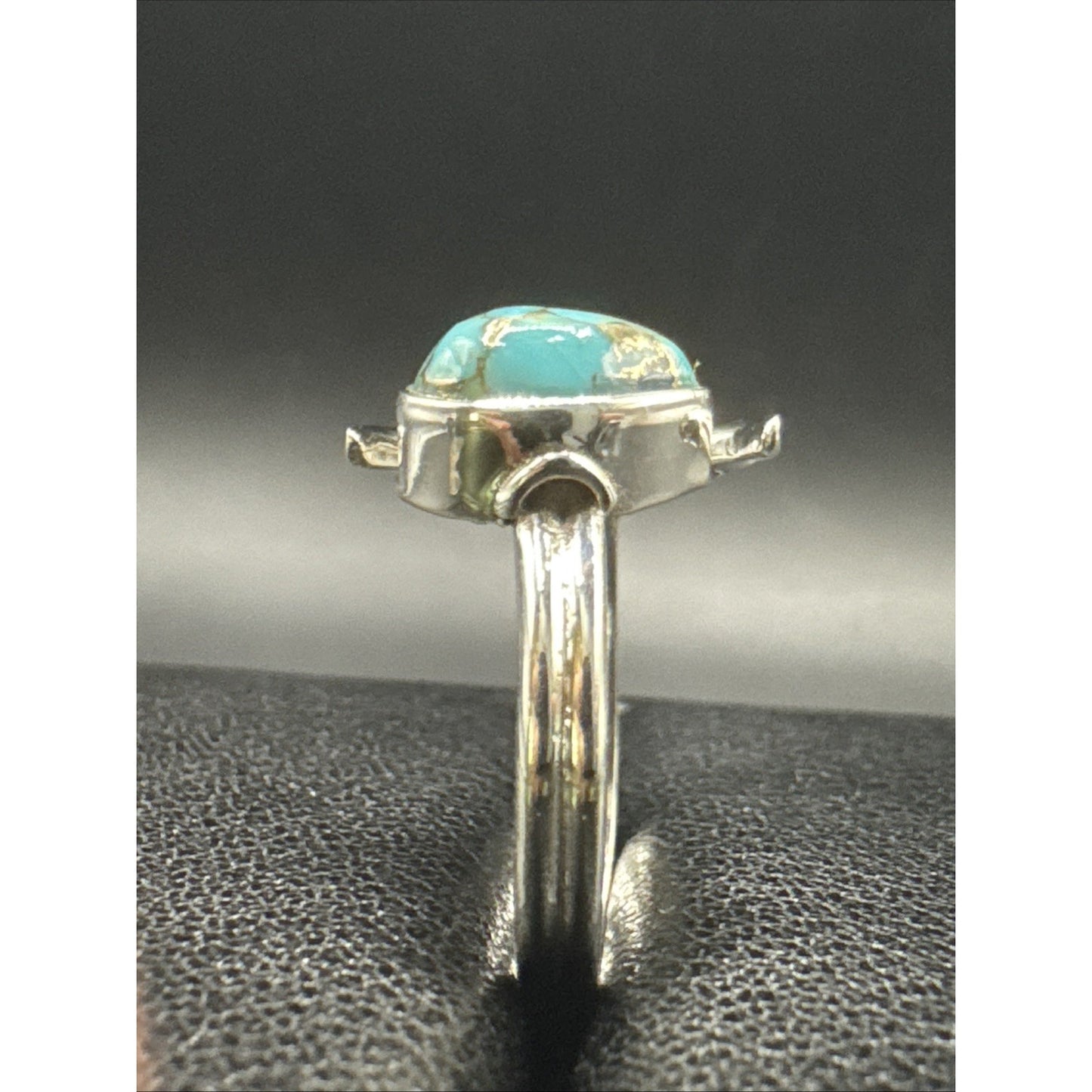 New Condition Sterling Silver Turquoise Crescent Moon Ring 925 Size 7