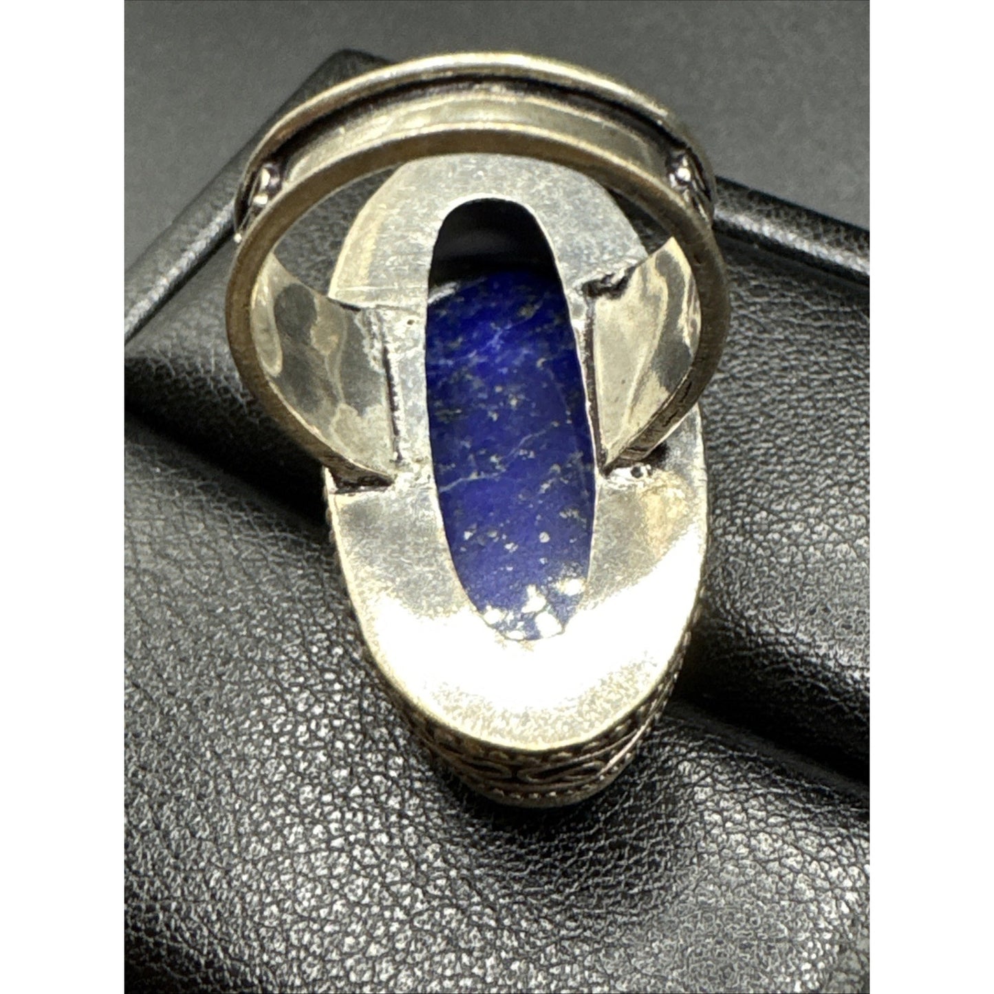 Sterling Silver Lapis Long Ring 15g 28x35mm 925 Size 7.5 T9
