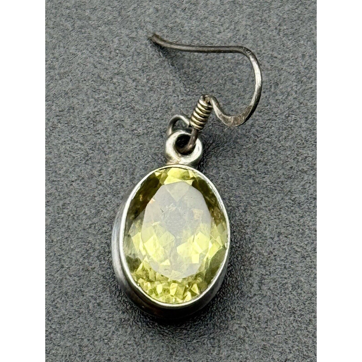 Sterling Silver Lemon Quartz Dangle Earrings 925 N12