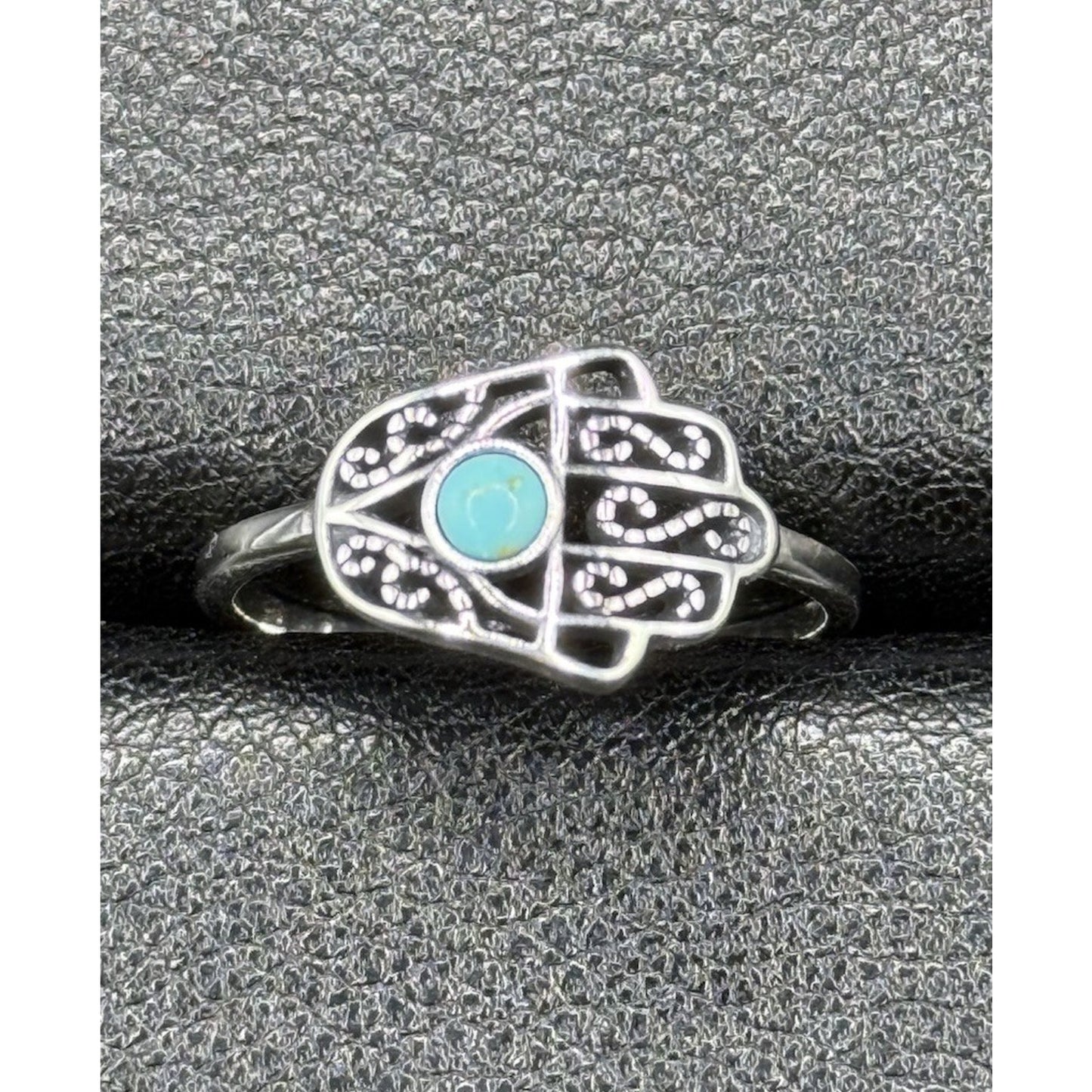 New Condition Sterling Silver Genuine Turquoise Hansa Ring Size 7.00