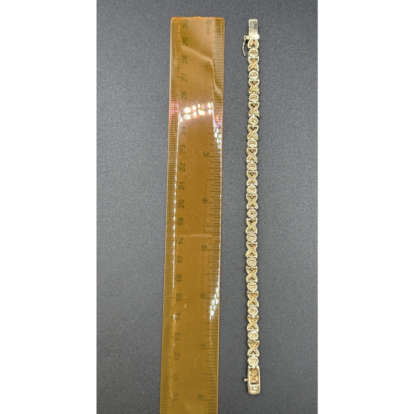 7.5” Gold Sterling Silver Illusion Bracelet 17 Grams P6