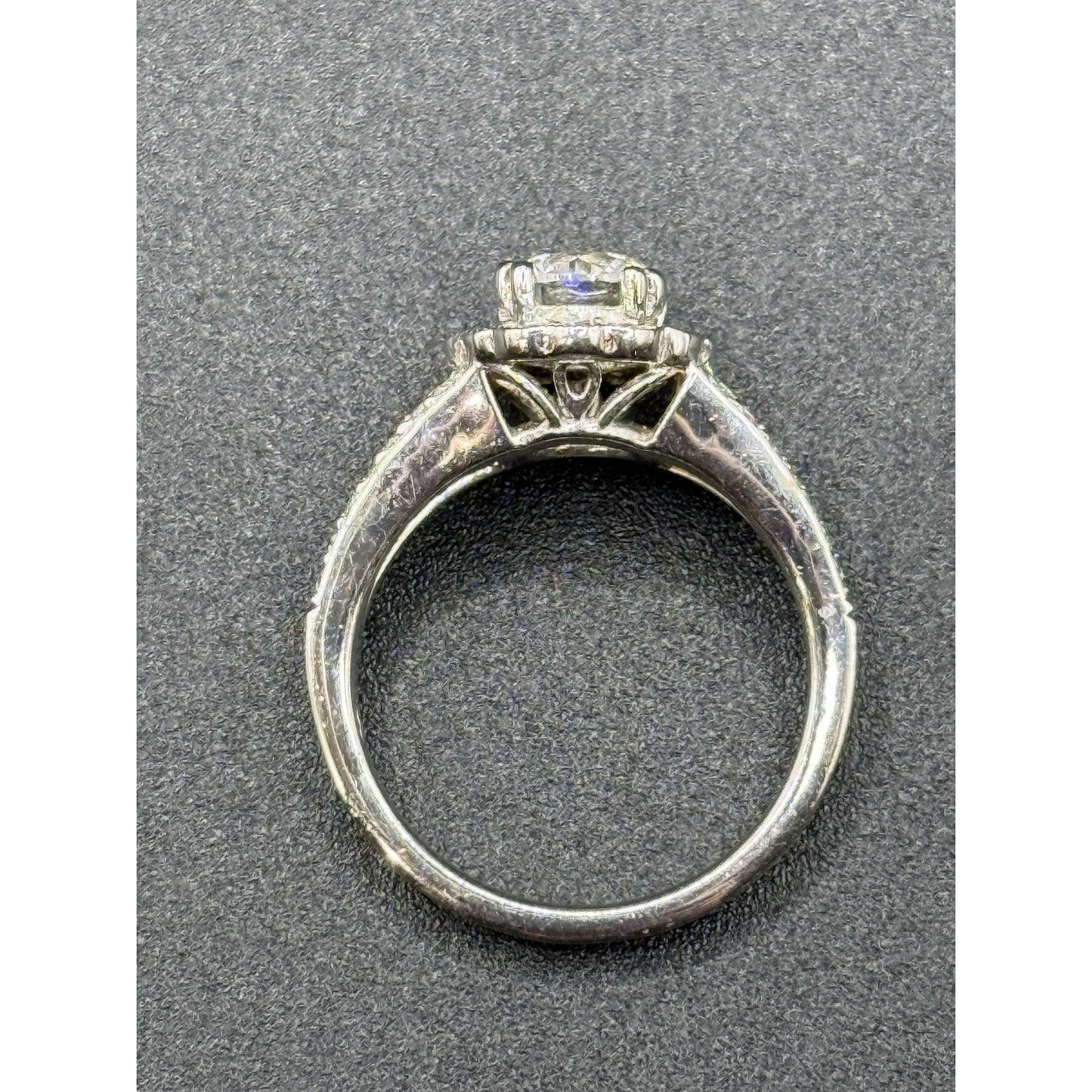 EUC Sterling Silver Cubic Zirconia Split Halo Ring Size 6.50 925 #5 P5