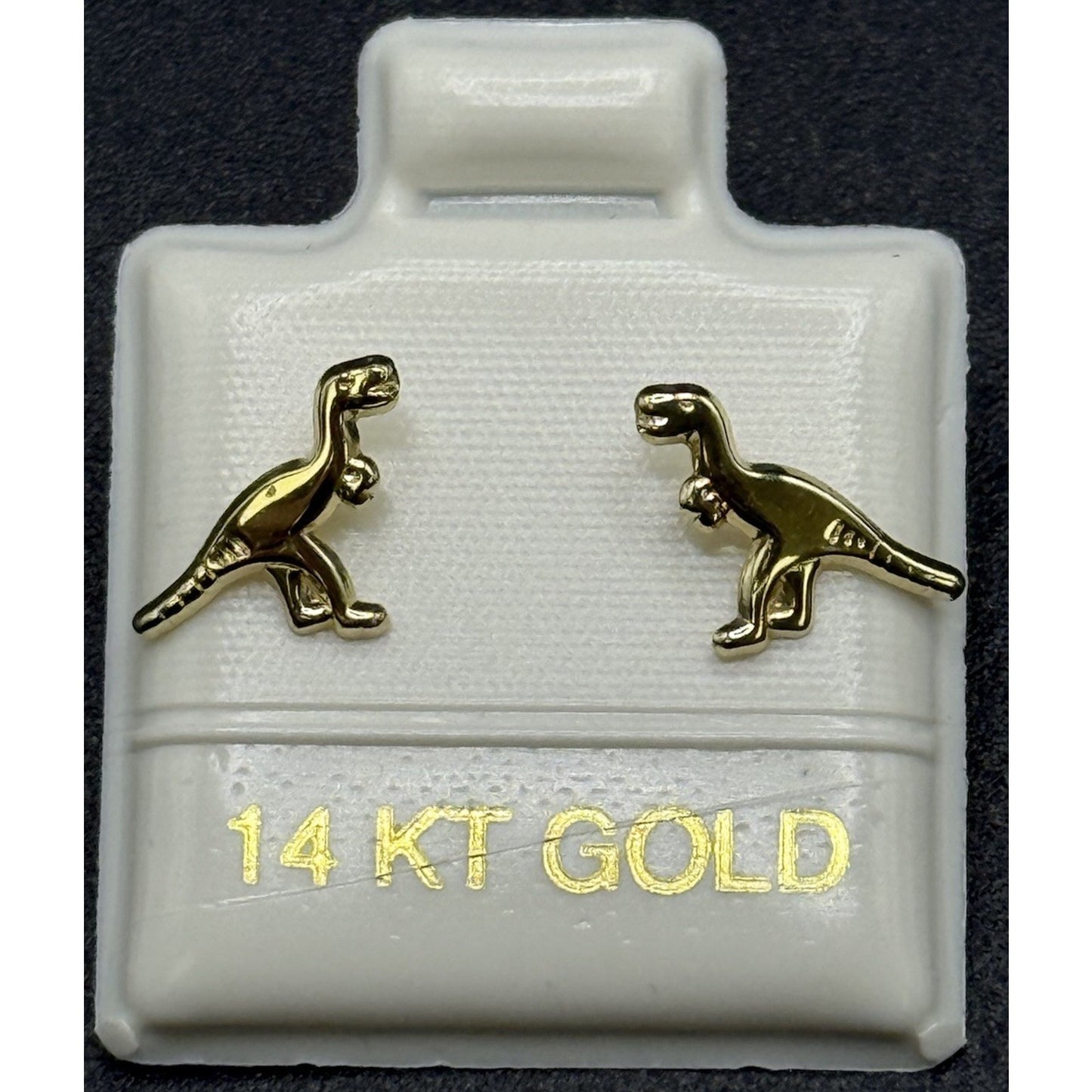 New Condition 14k Dainty Dinosaur Stud Earrings