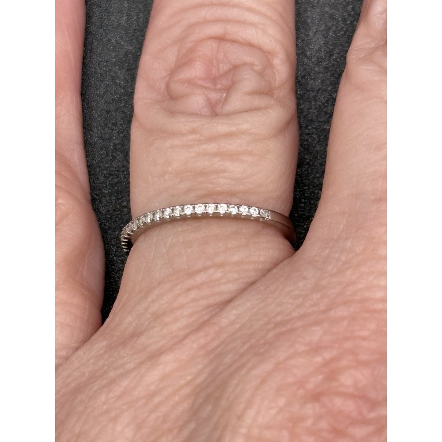 Sterling Silver Cubic Zirconia Thin Band Ring Size 6.50 Q7