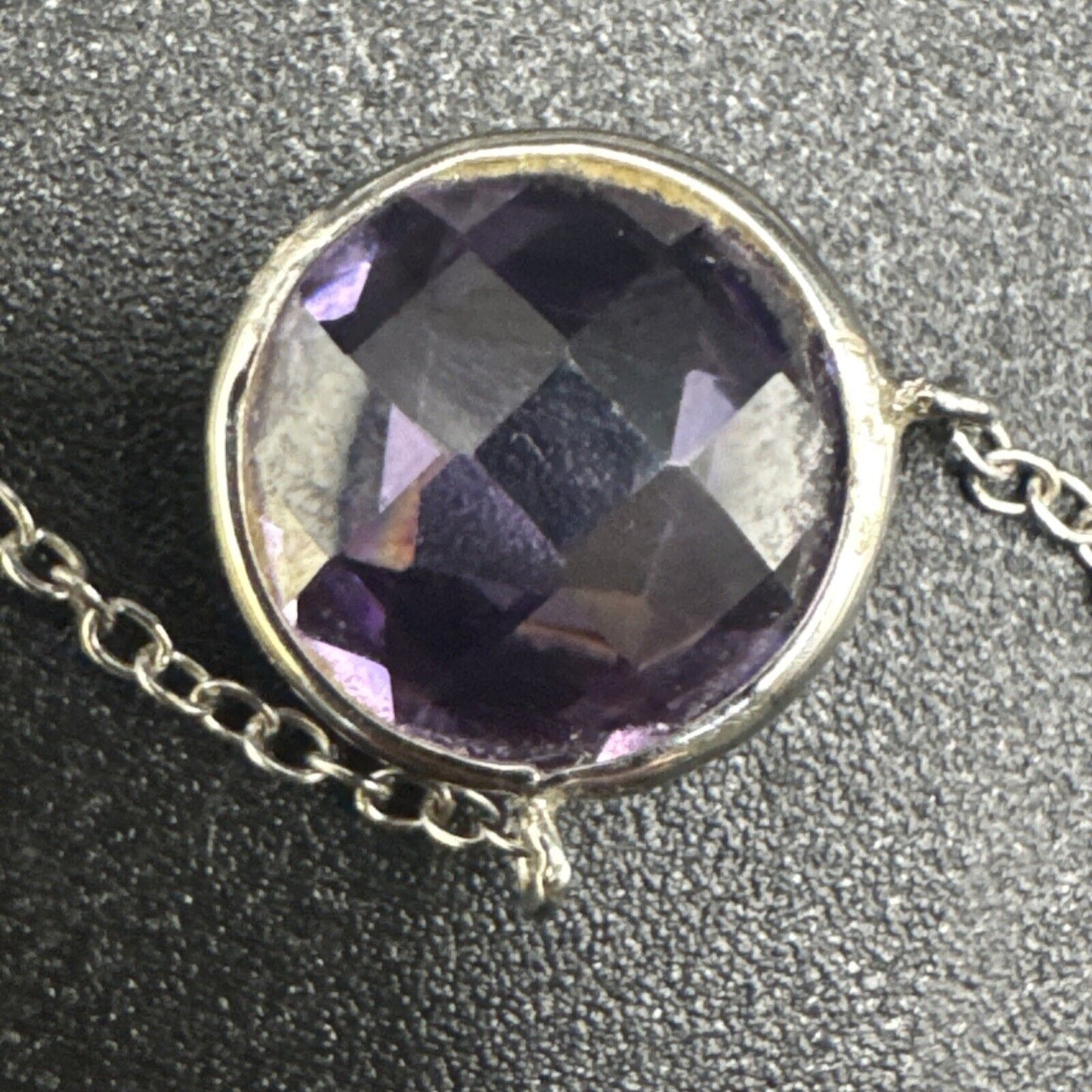 17” Sterling Silver Purple Faceted CZ Pendant 925 N1