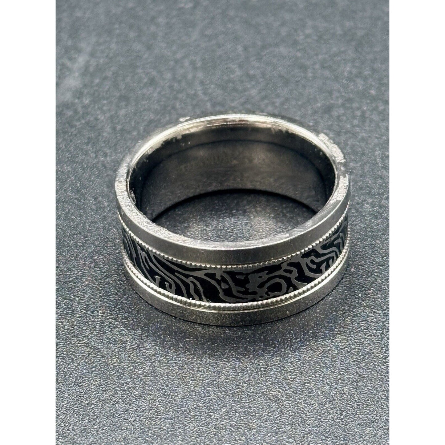 10MM Titanium Textured Inlay Wedding Band Size 10.00 M10