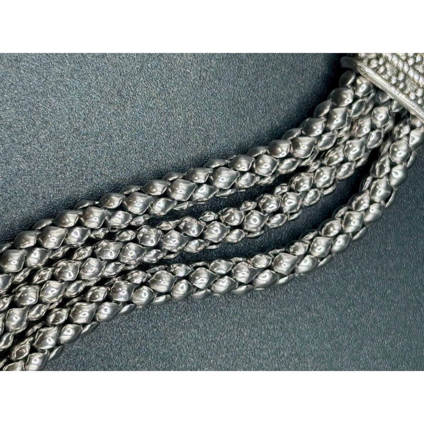 7.5" Vintage Sterling Silver Triple Strand Bracelet 45 Grams M15