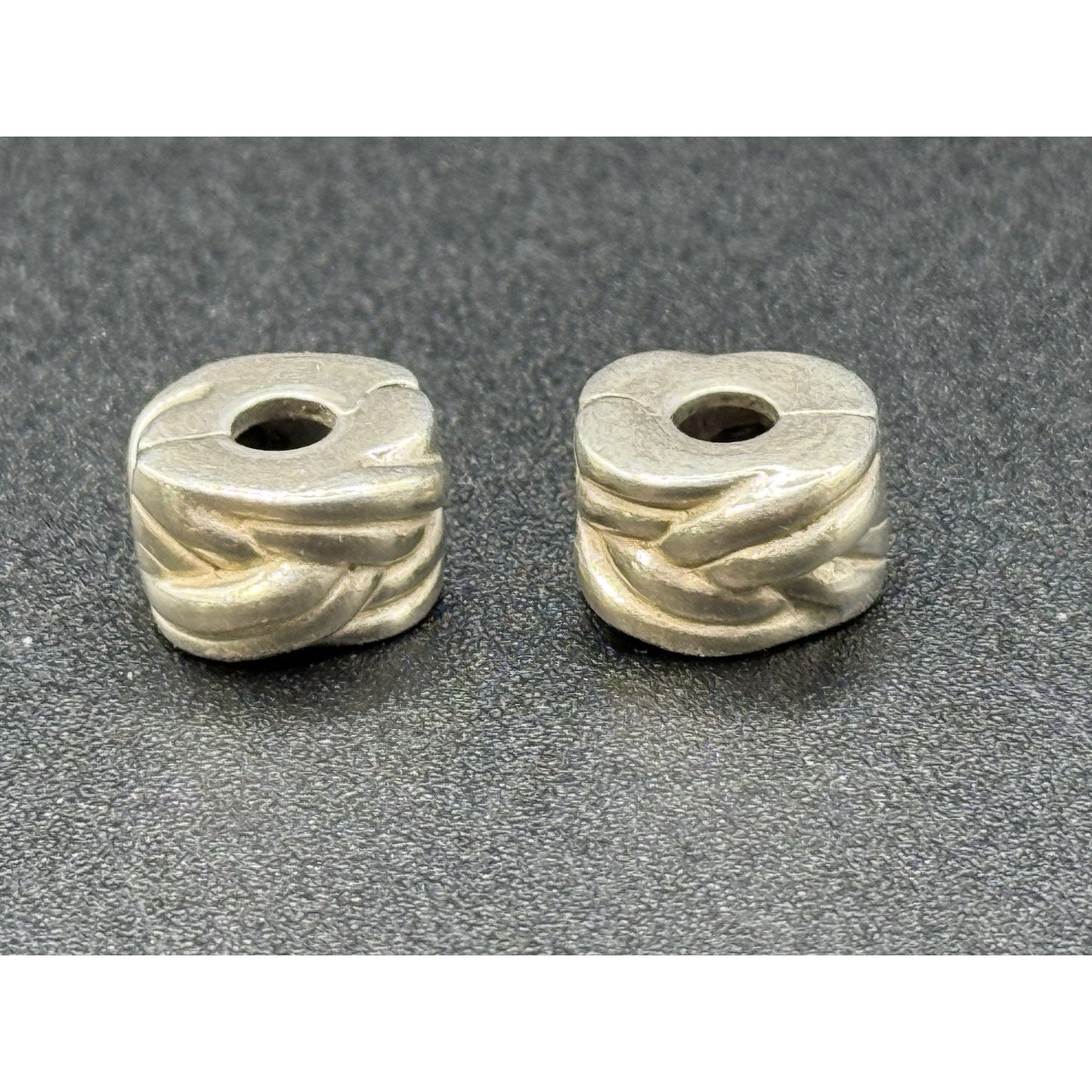 Two (2) Pandora Braided Clip Charms ALE P5