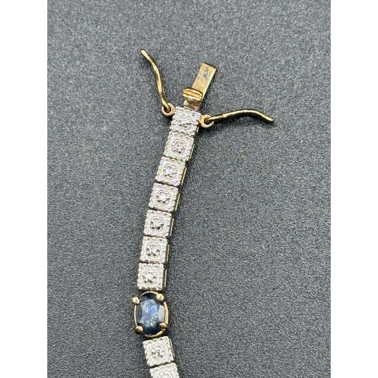 7.5” Sterling Silver Two Tone Genuine Sapphire Tennis Bracelet 12 Grams P5