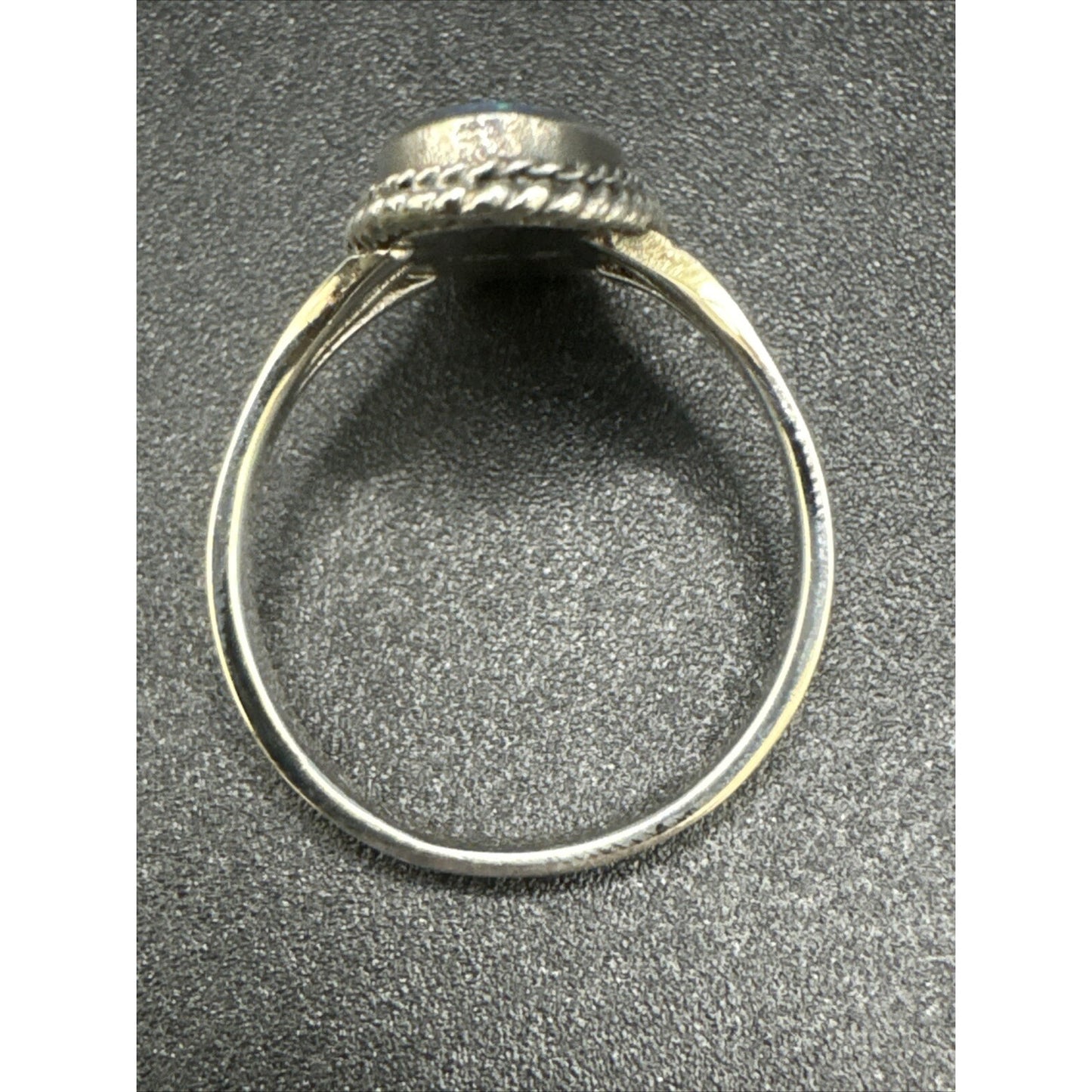 New Condition Sterling Silver Lab Created Blue Opal Ring 925 Size 7