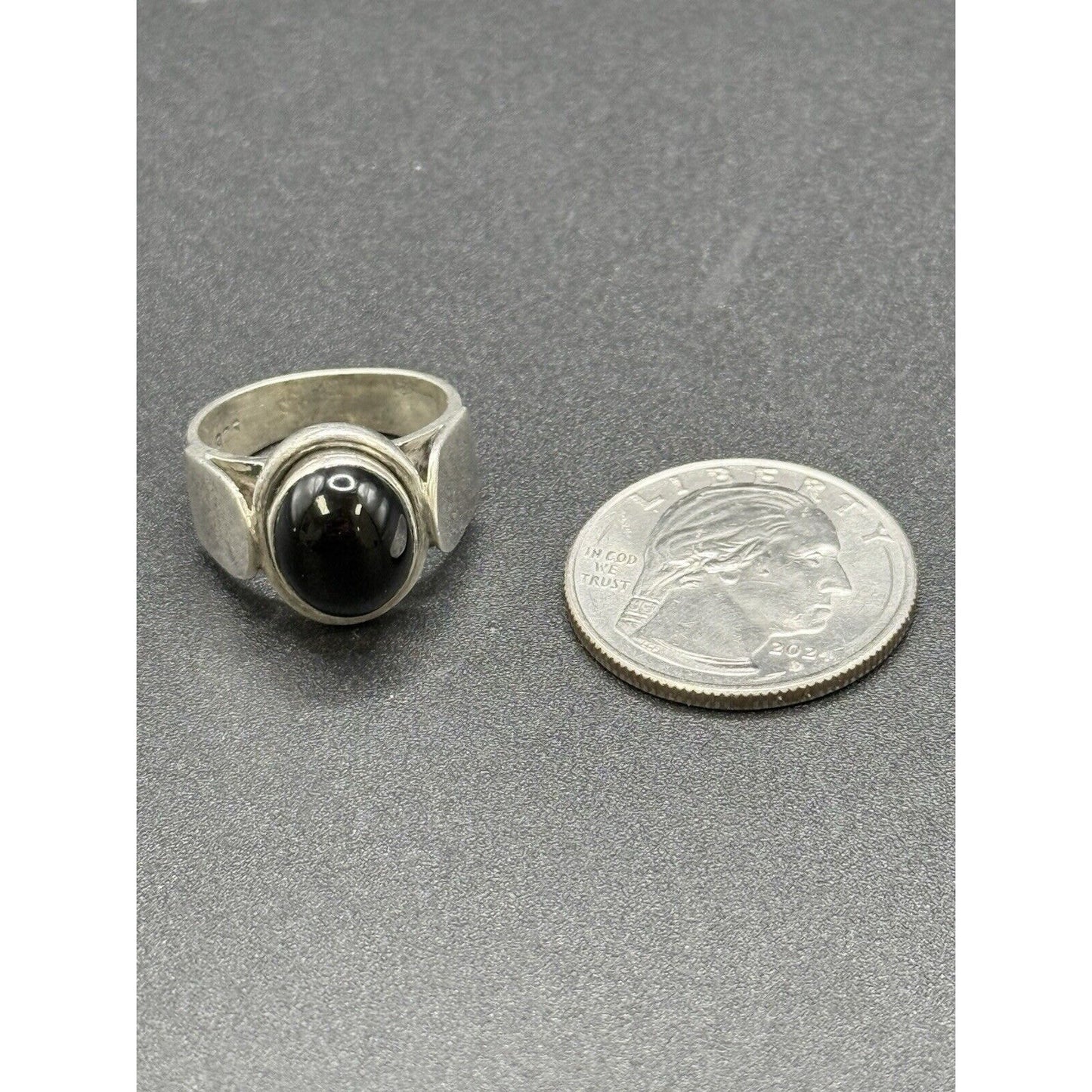 Vintage Sterling Silver Onyx Can Ring Size 7.00 M27