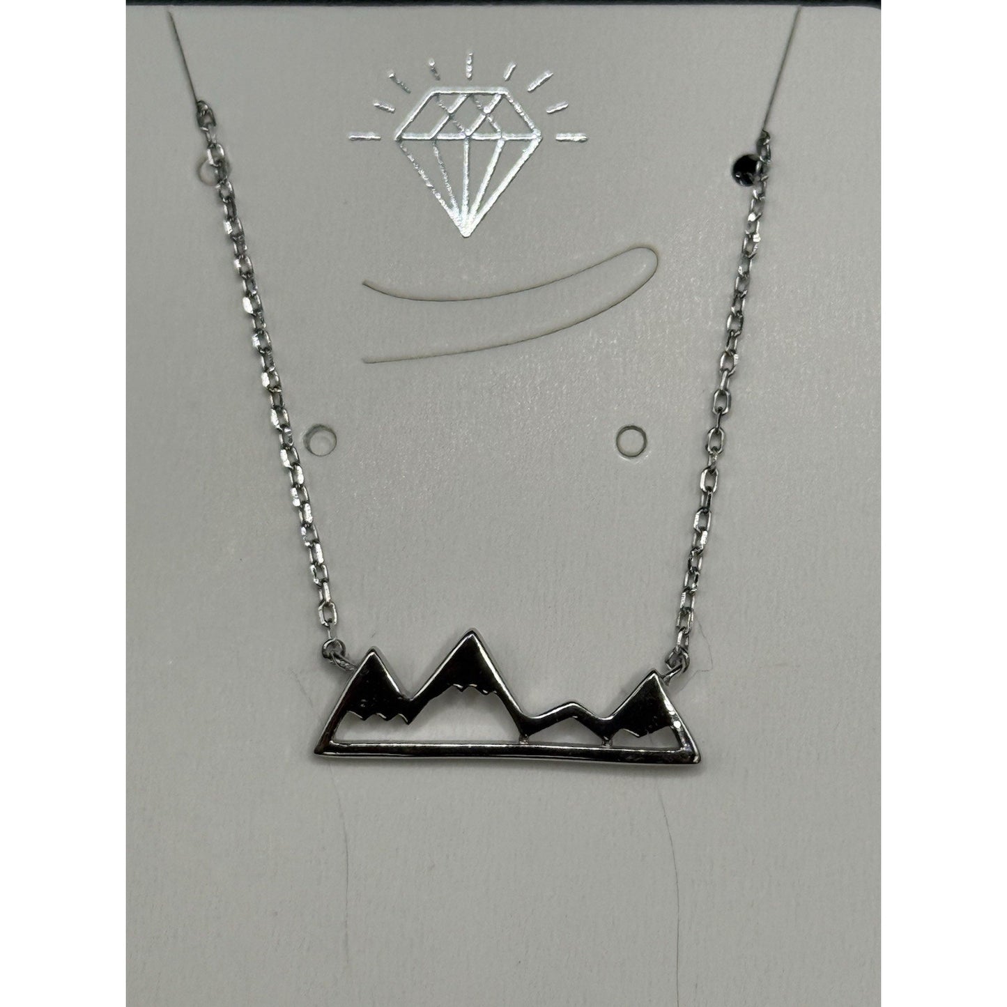 New Condition 18” Sterling Silver Mountain Pendant Necklace 925