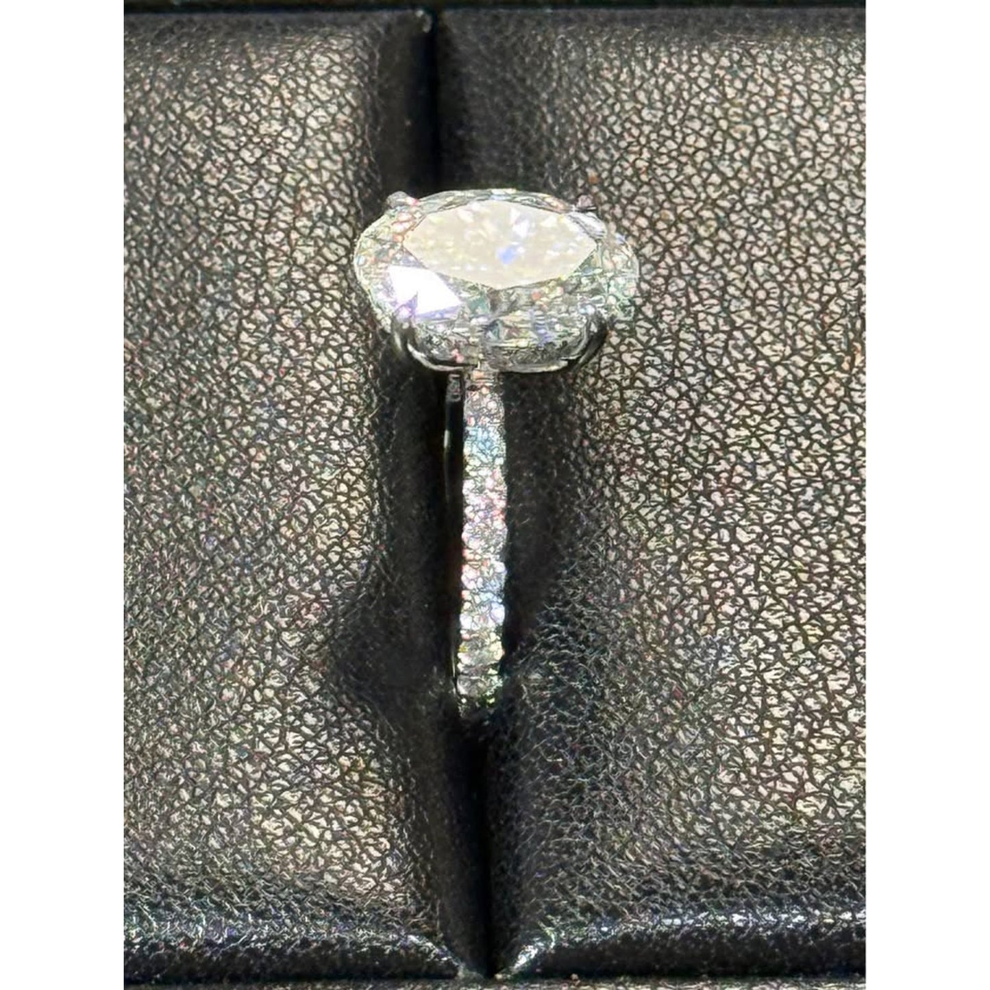 14k White Gold 3.08 Carat Oval Lab Grown Diamond Ring E Color VS1 Clarity