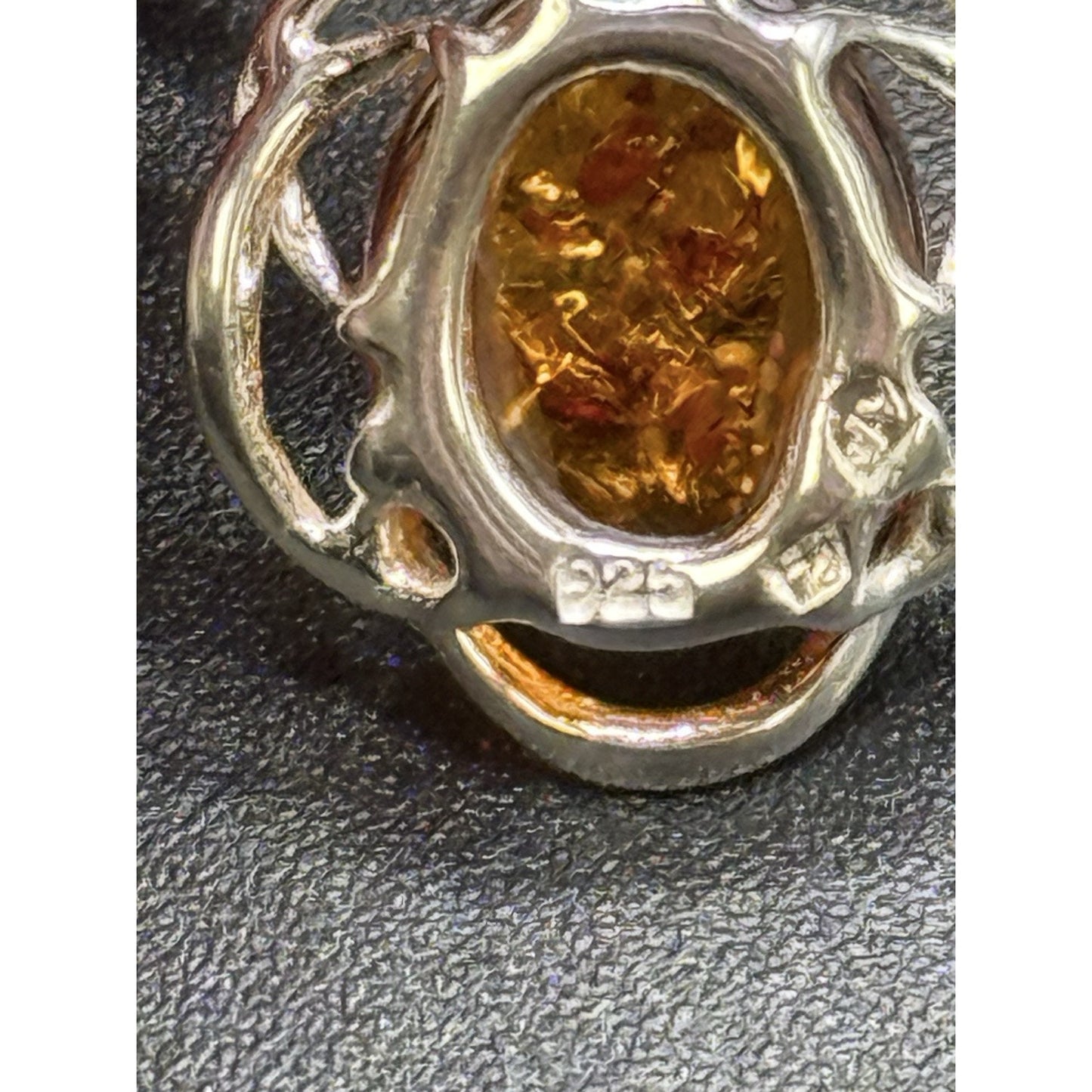 Excellent Used Condition Sterling Silver Amber Dangle Earrings 925 N17