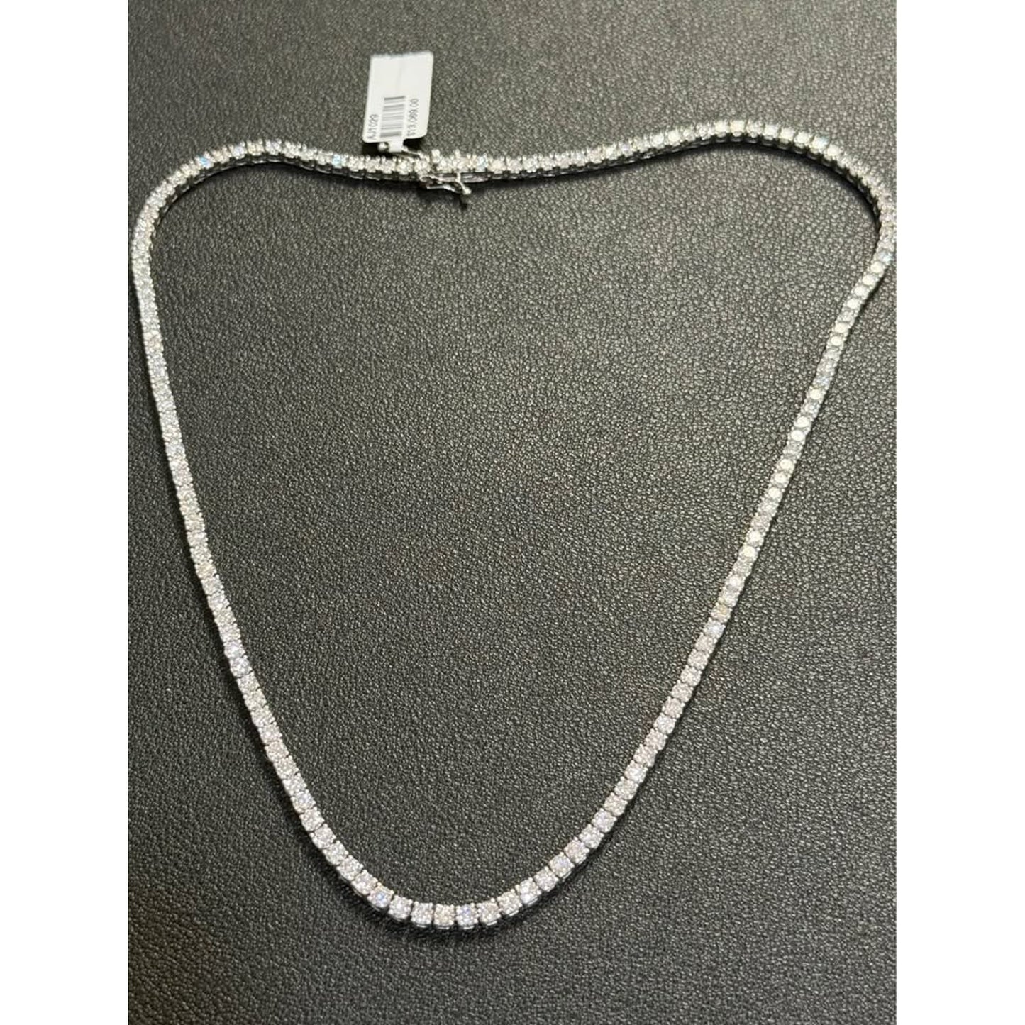 New 14k White Gold Tennis Necklace 12.57 Carat Total Weight Lab Grown Diamonds. E-F Color VS Clarity