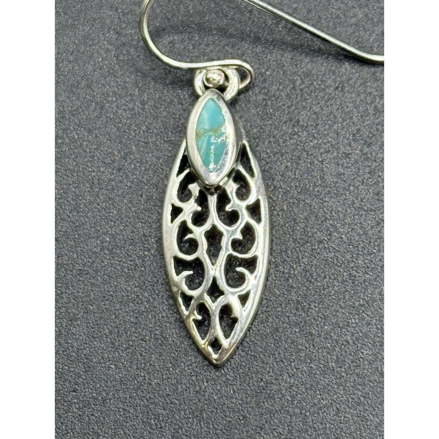 New Condition Sterling Silver Genuine Turquoise Dangle Earrings 925