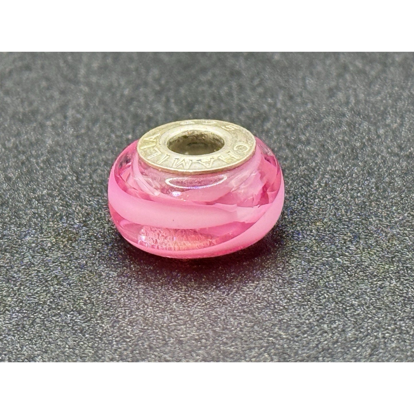 Chamilia Sterling Silver Pink Swirl Murano Glass Charm P19