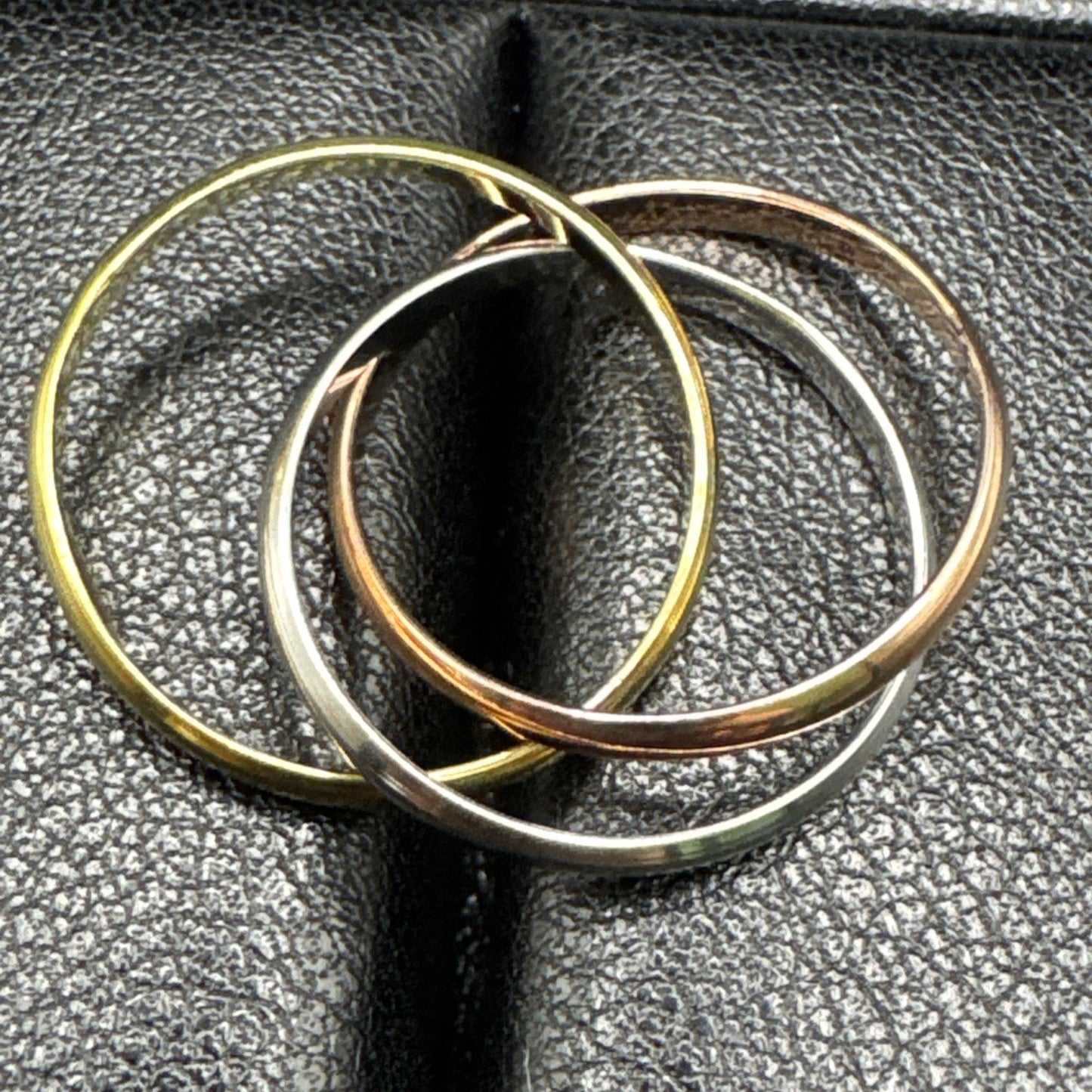 New Condition Tri Tone Sterling Silver Rolling Ring 2mm 925 Size 7 R01