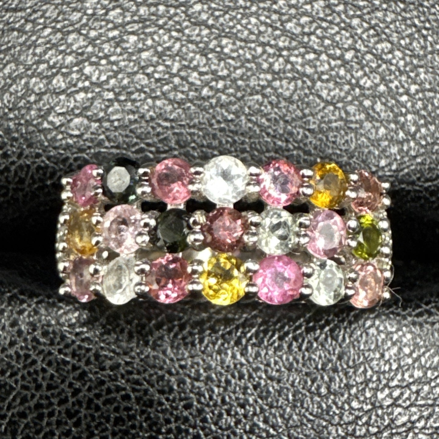 EUC Sterling Silver Multi Spinel Band Ring 925 Size 6.75 N13