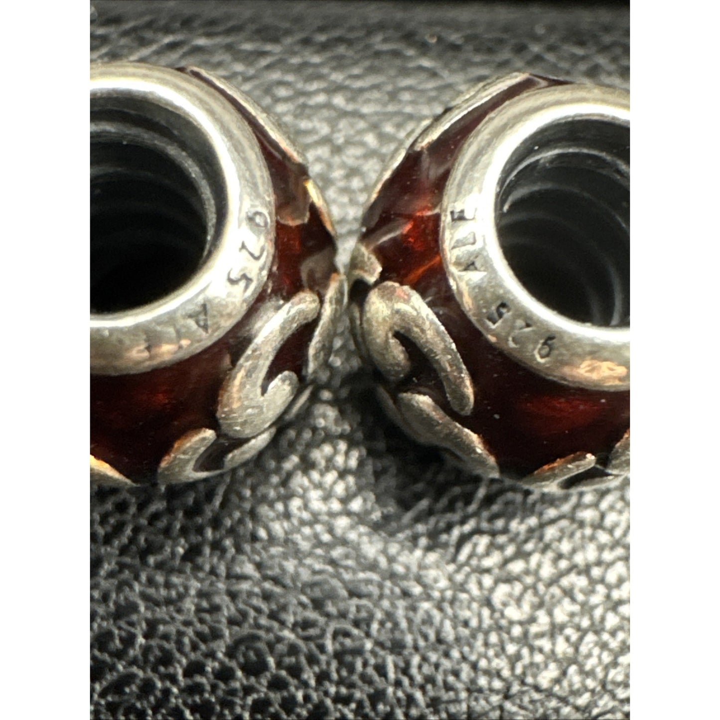 Authentic Pandora Lot Of 2 Red Zen Enamel Charms 925 ALE U13