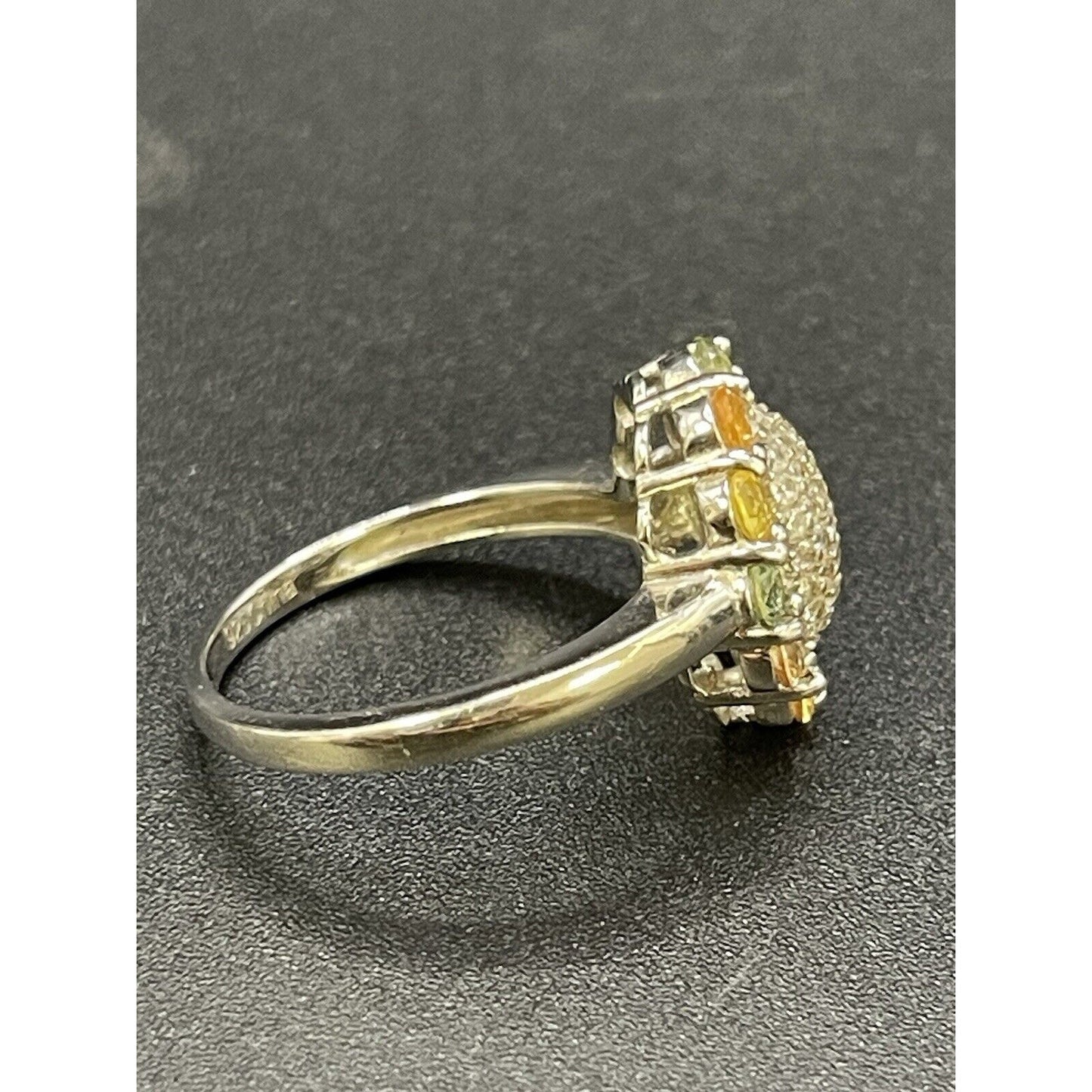 Sterling Silver Genuine Gemstone Ring Size 7.75 925 K18