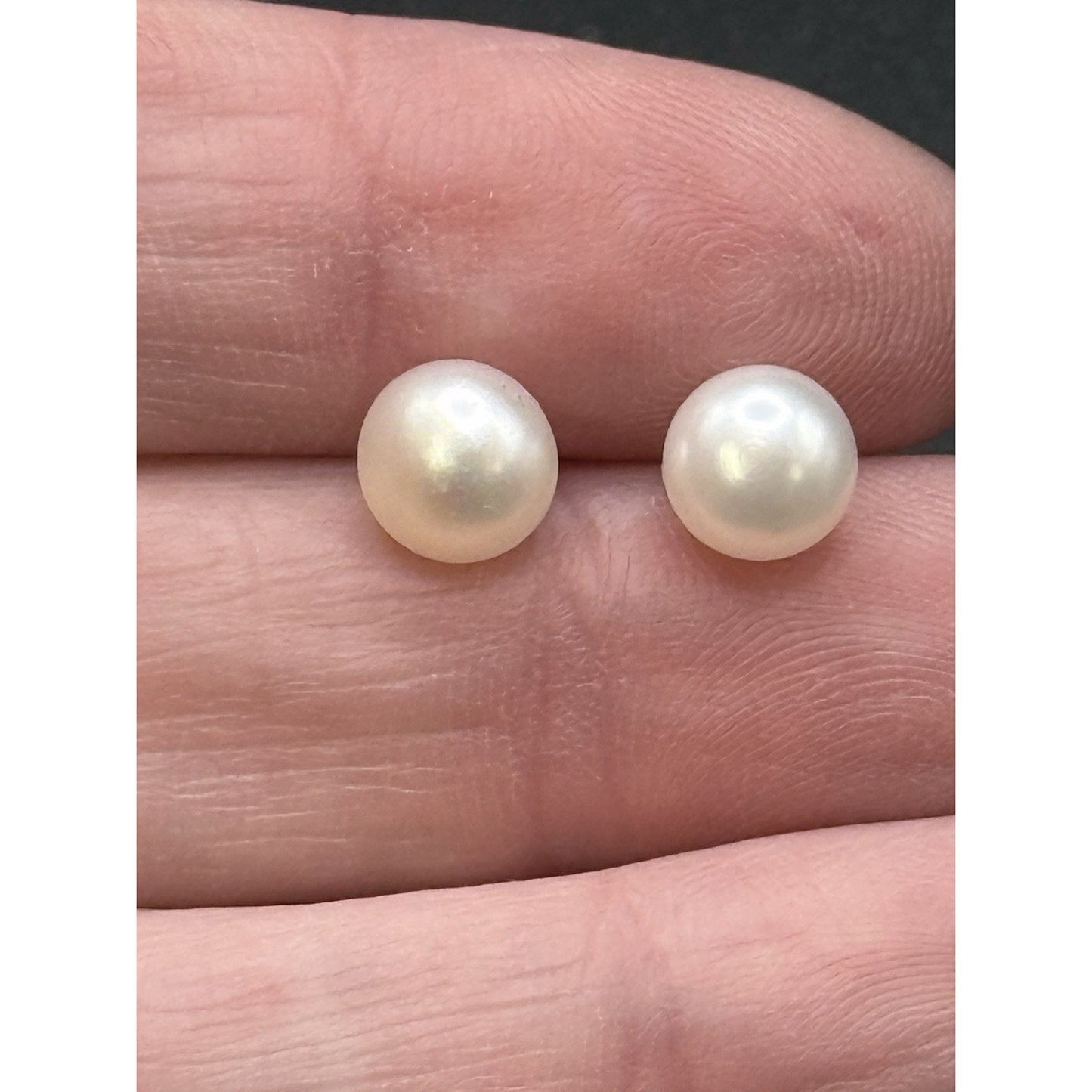 7MM Genuine Pearl Sterling Silver Stud Earrings 925 P3