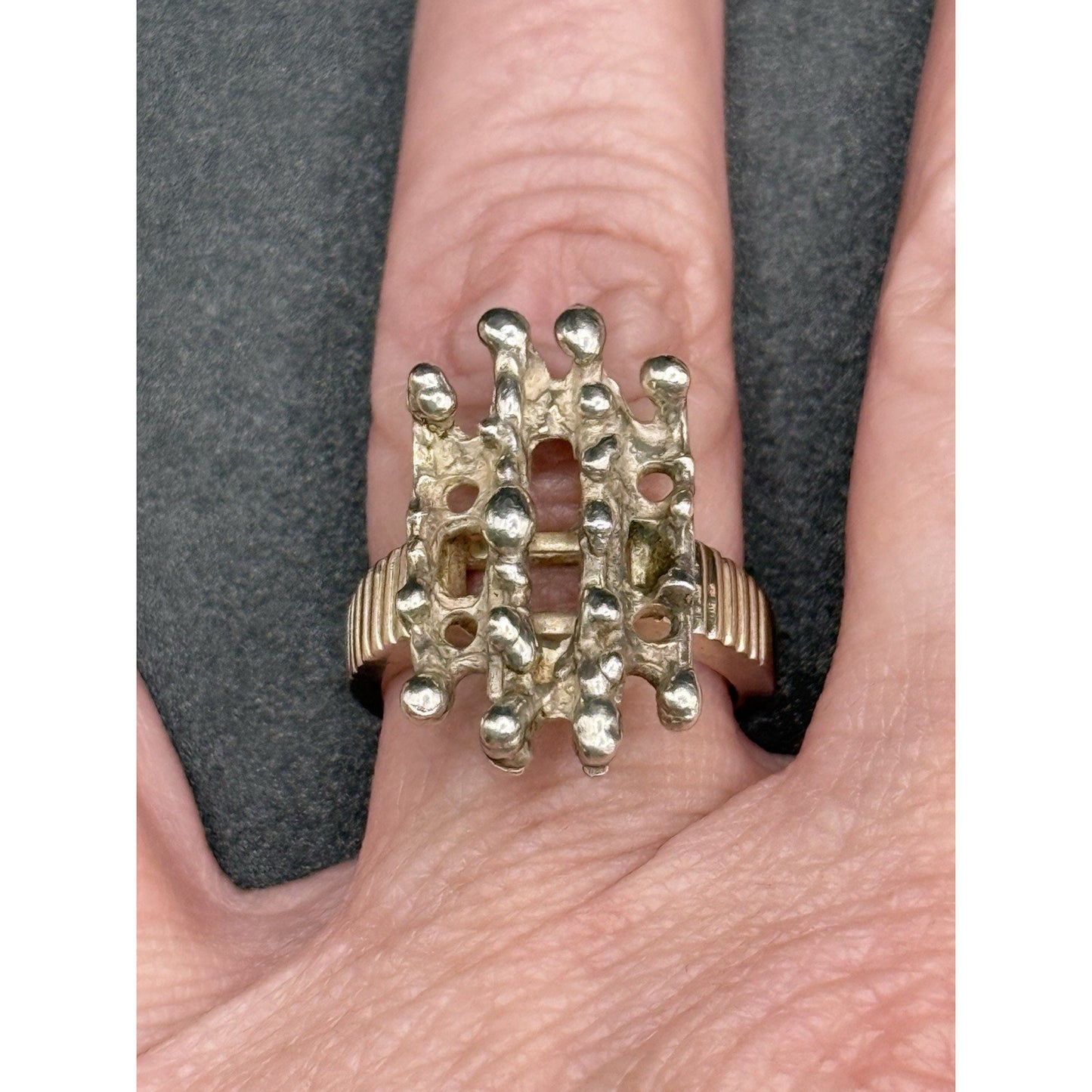 Brutalist Sterling Silver Ring Size 7.25 Tested R8