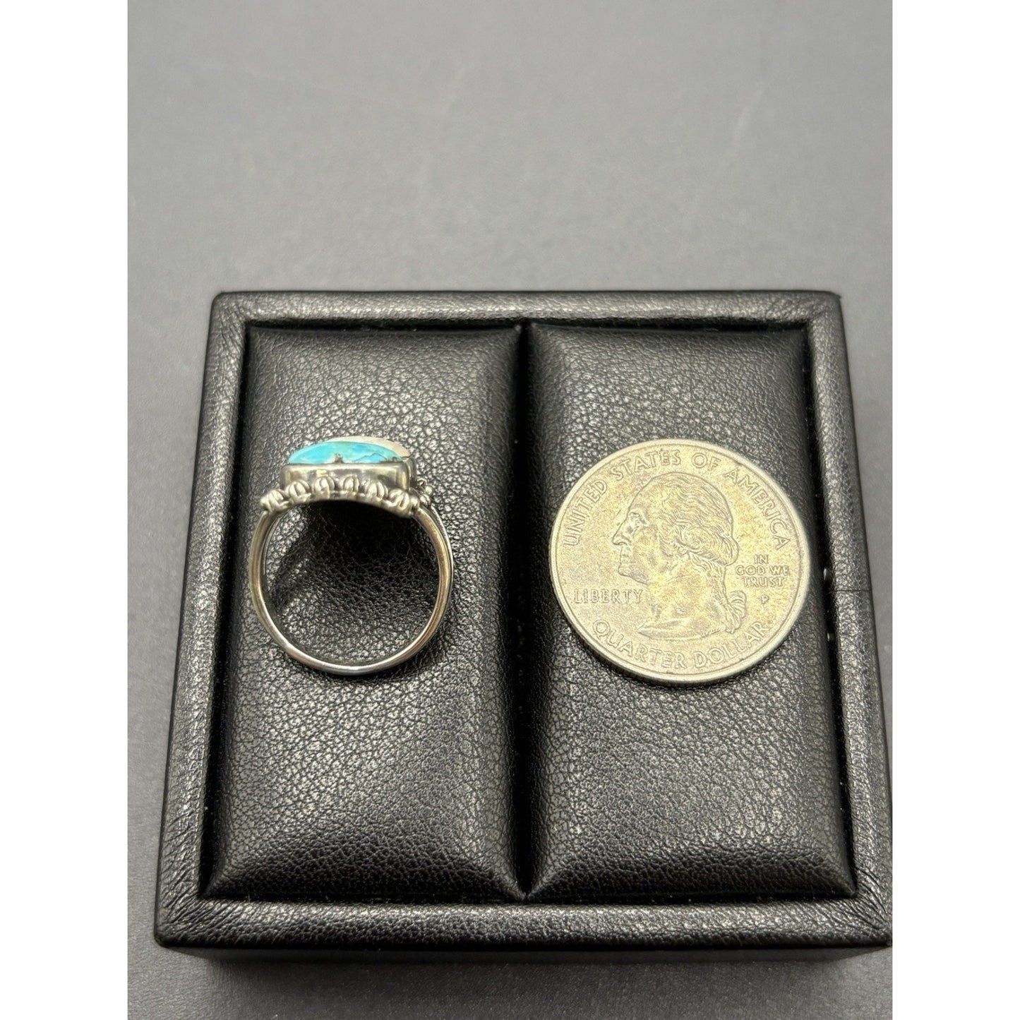 New Condition Sterling Silver Moonstone Turquoise Ring Size 5