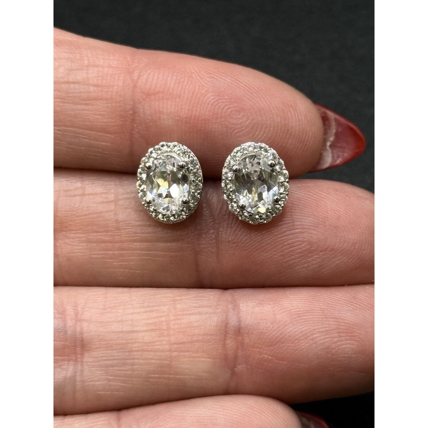 New Condition Sterling Silver Lab Created White Sapphire Earrings