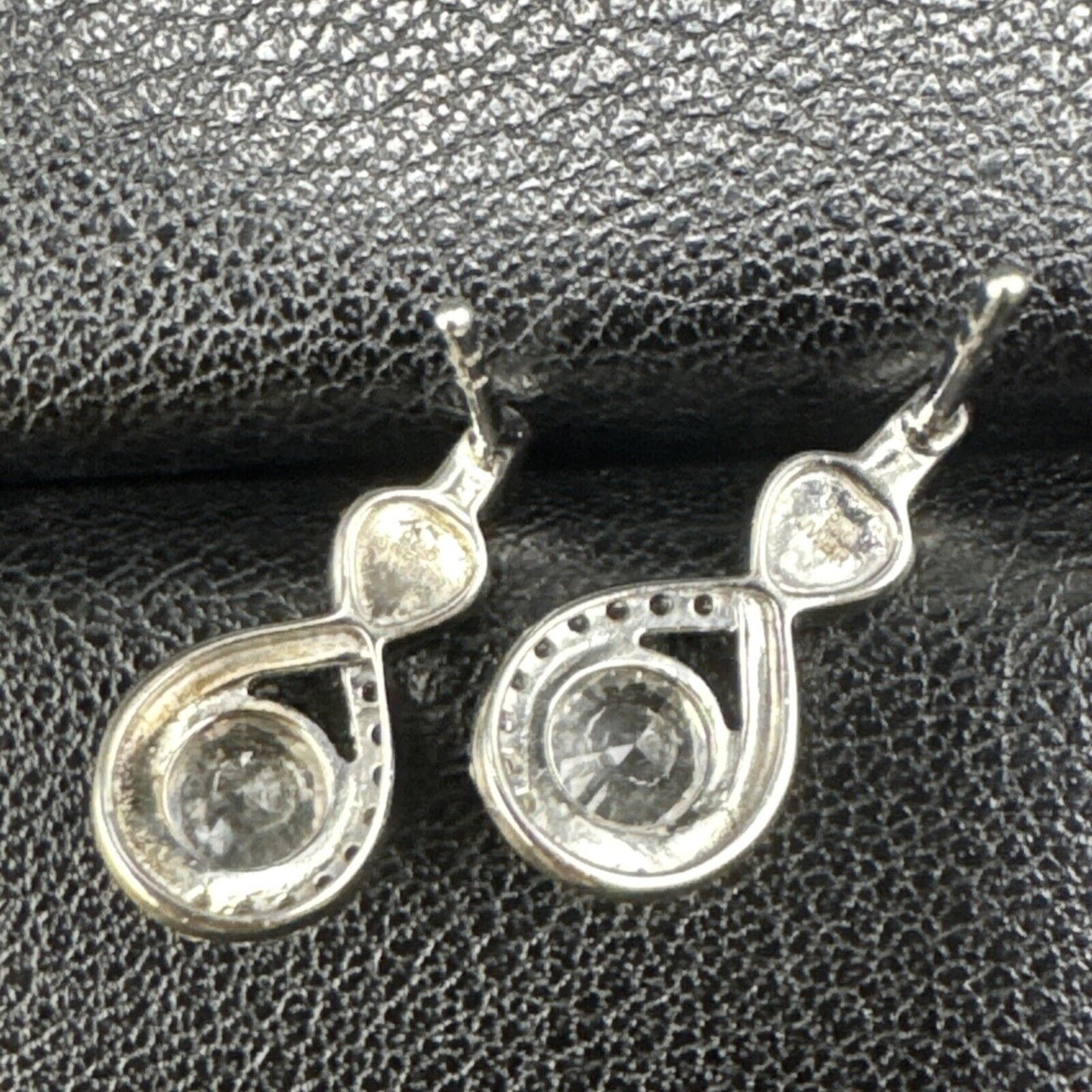 New Condition Sterling Silver White Sapphire Drop Earrings 925