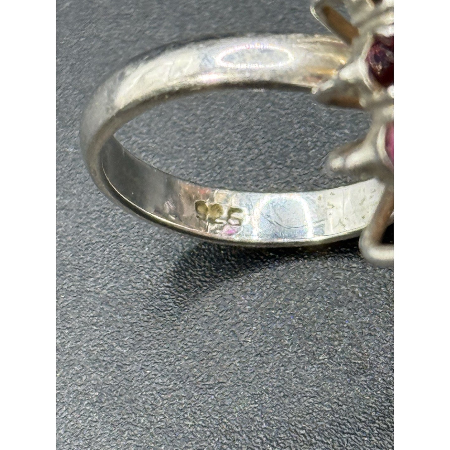 Vintage Large Multi Gemstone Sterling Silver Ring Size 7.50 P5
