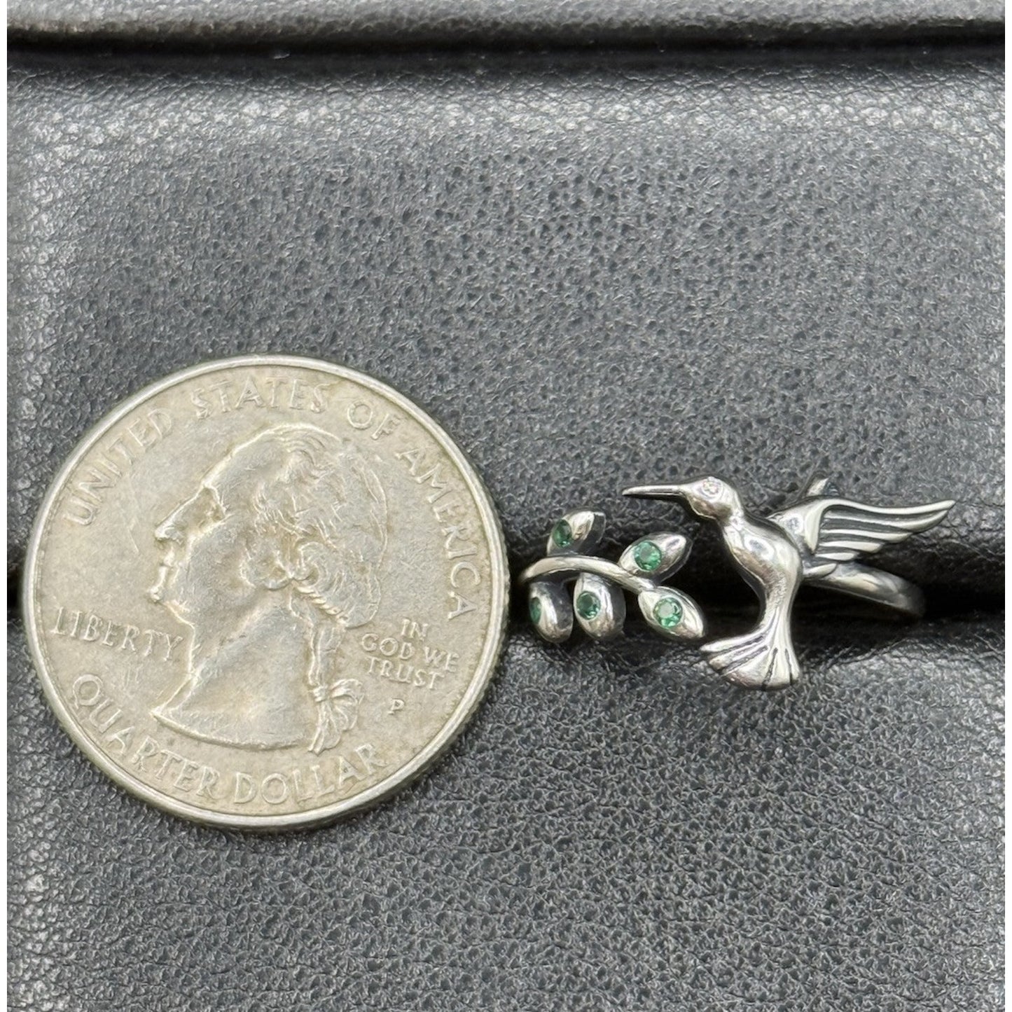 New Condition Sterling Silver Cubic Zirconia Hummingbird Ring Size 7.00