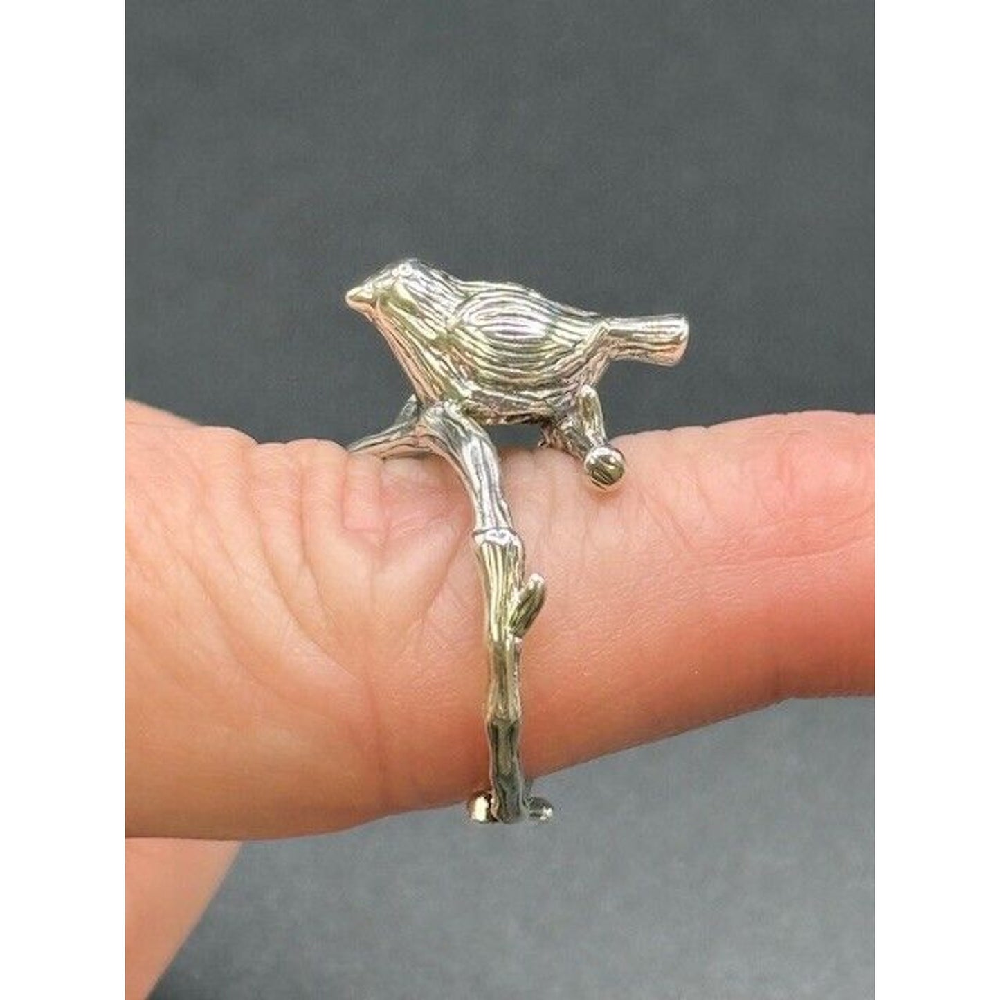 New Condition Sterling Silver Bird On A Branch Ring Size 6.50 925