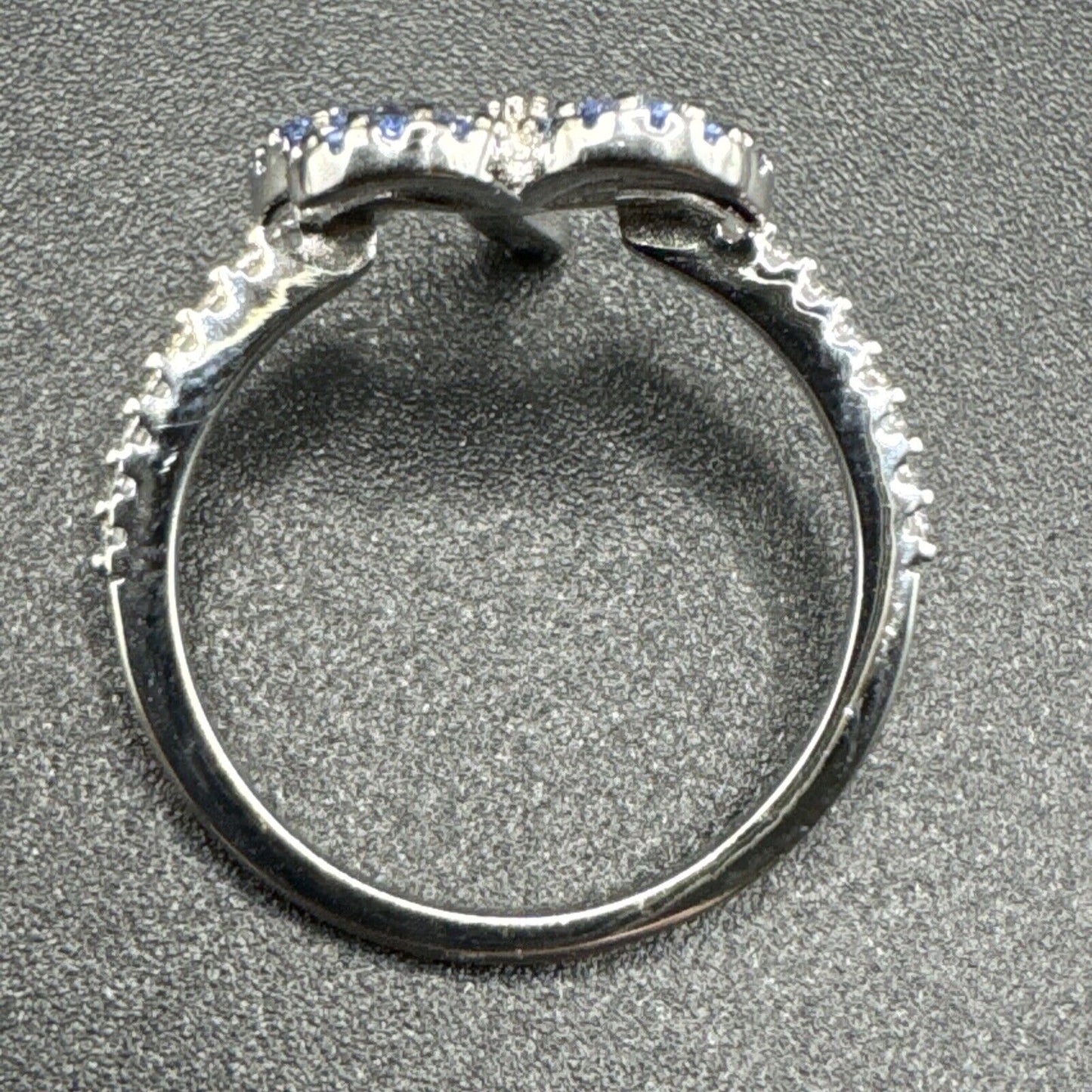 New Condition Sterling Silver Blue Pink Purple CZ Palm Tree Ring Size 7