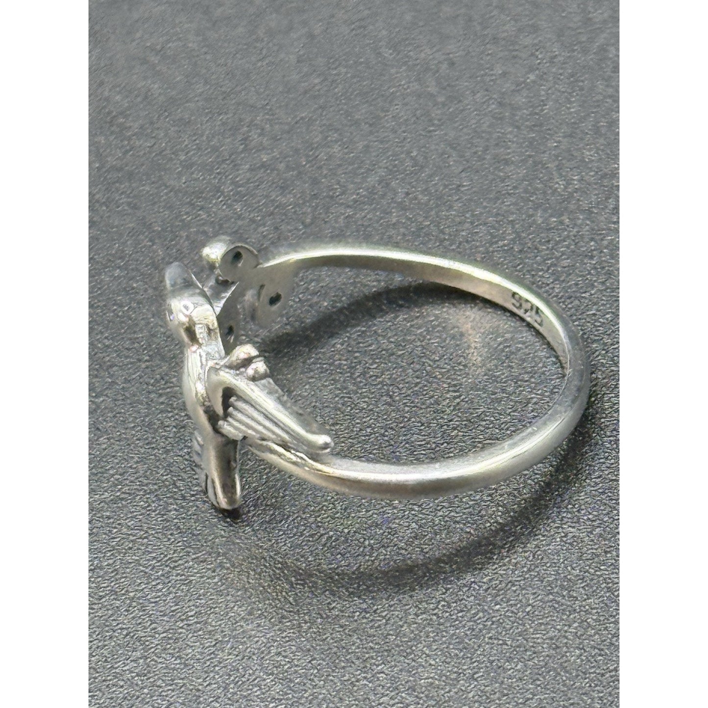 New Condition Sterling Silver Cubic Zirconia Hummingbird Ring Size 7.00
