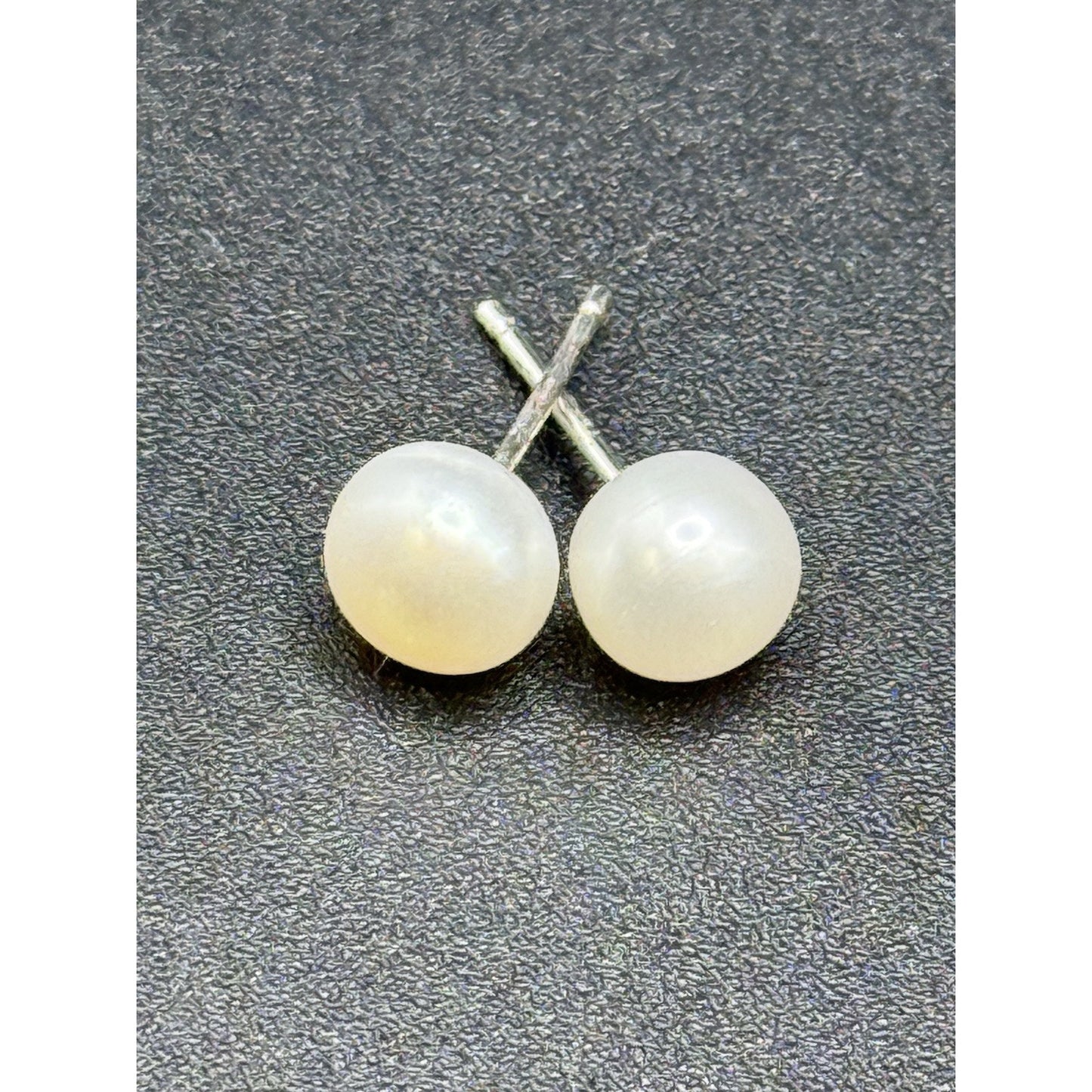 7MM Genuine Pearl Sterling Silver Stud Earrings 925 P3