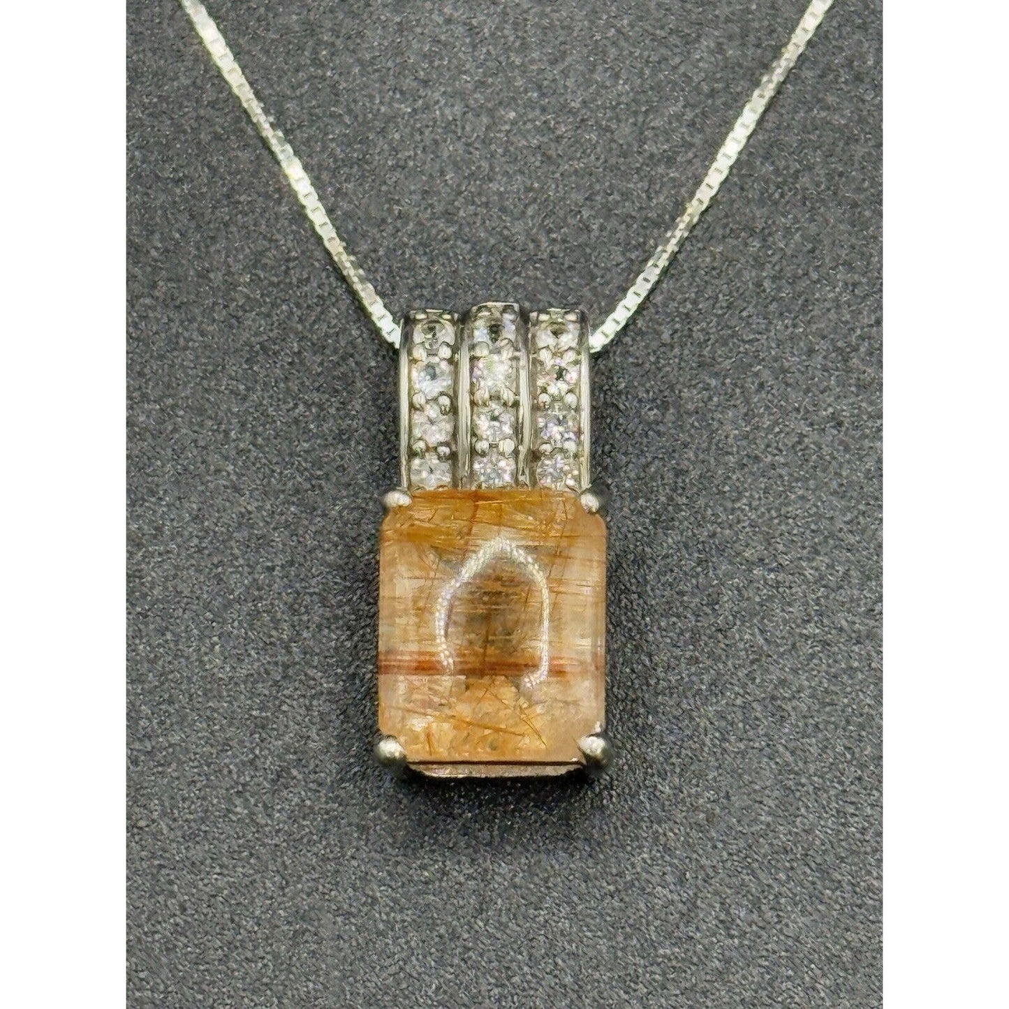 TGGC 18” Rutilated Quartz Pendant Necklace Sterling Silver M20