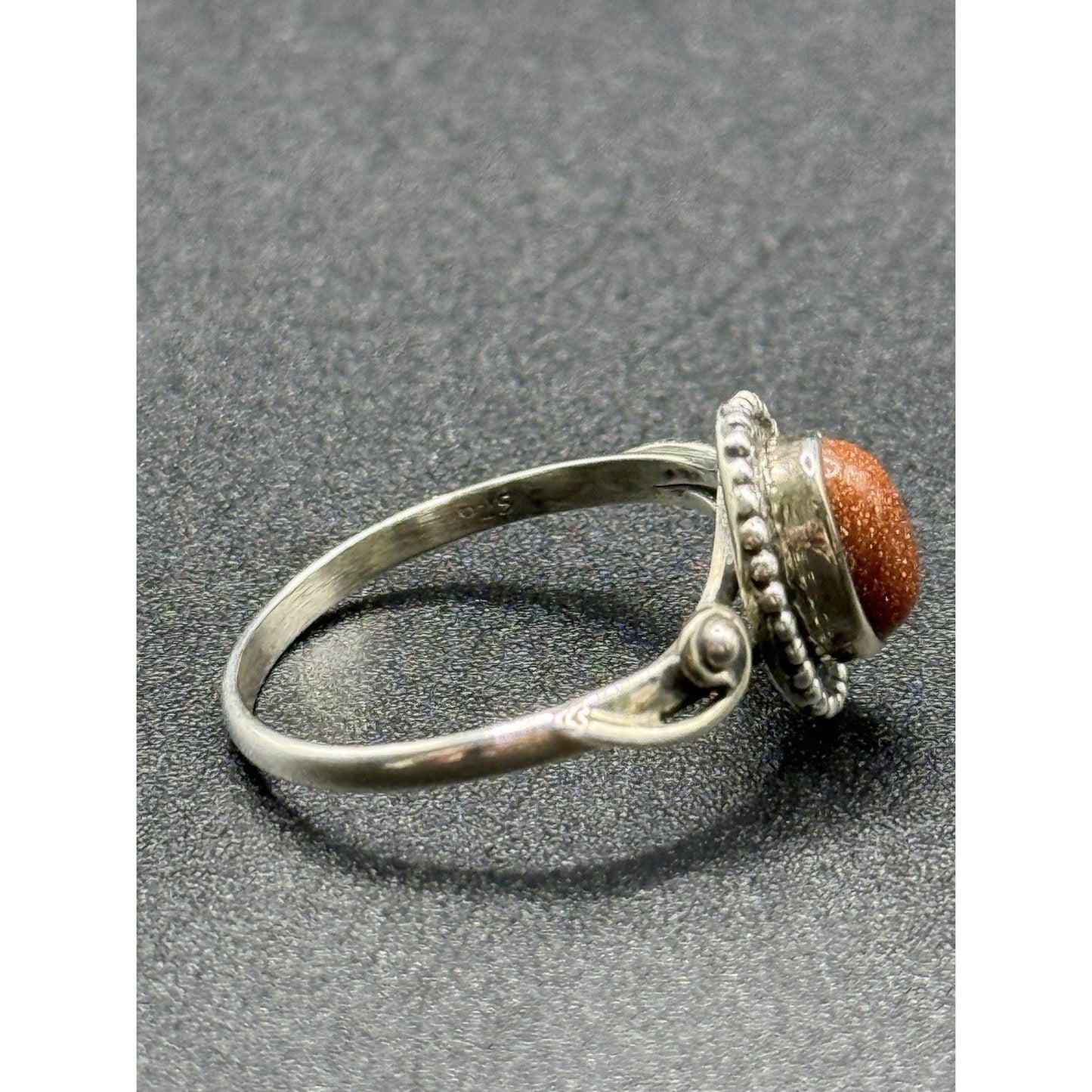 New Condition Sterling Silver Genuine Goldstone Ring Size 8.00 925 P20