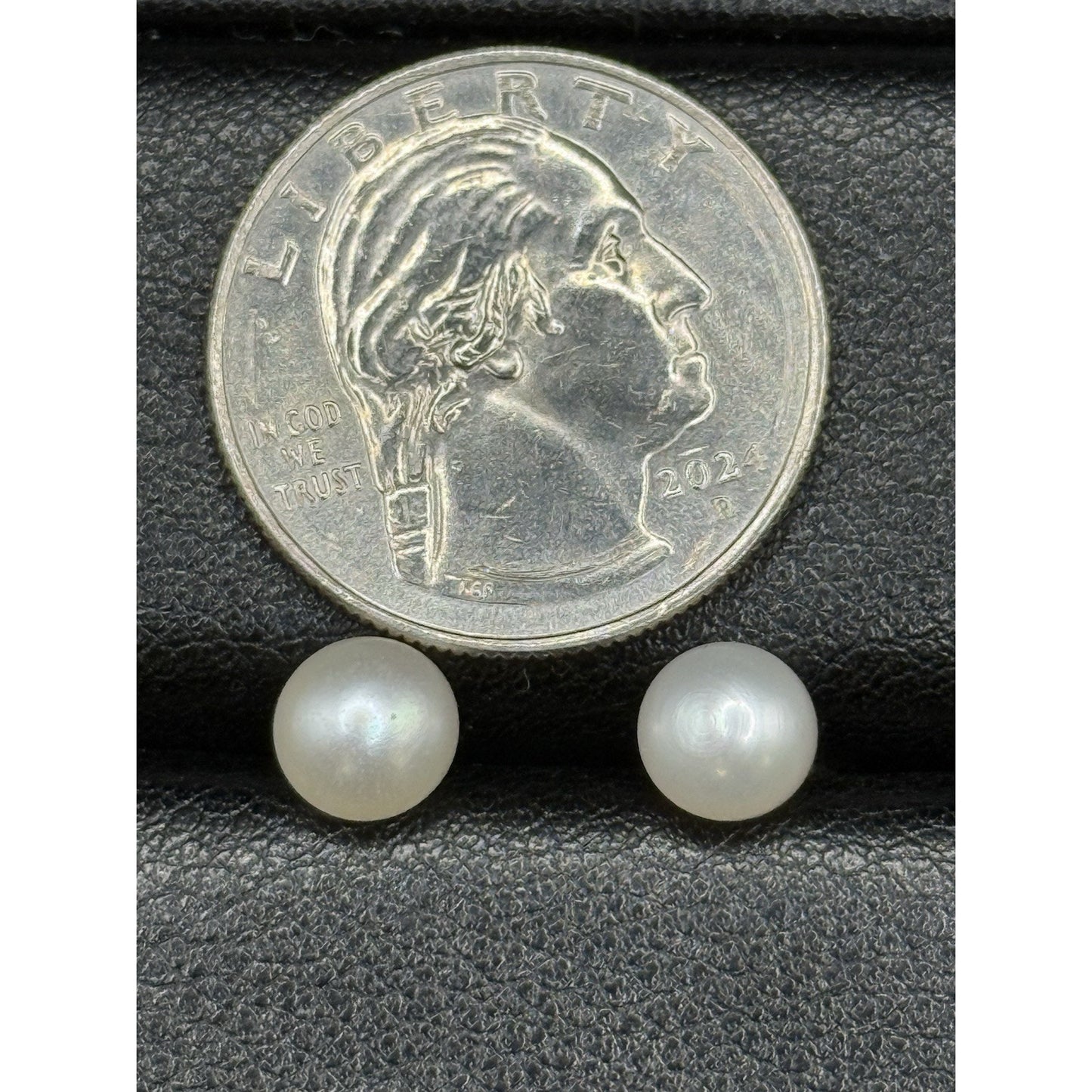 7MM Genuine Pearl Sterling Silver Stud Earrings 925 P3