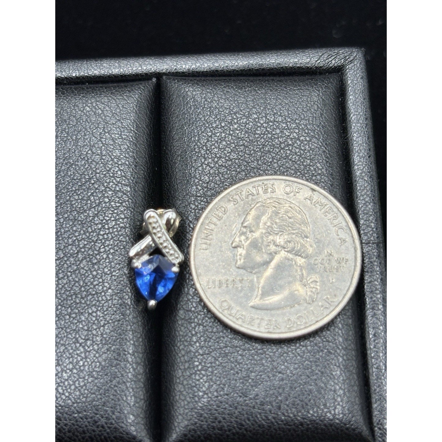 Sterling Silver Blue Cubic Zirconia Stud Earrings 925 W25