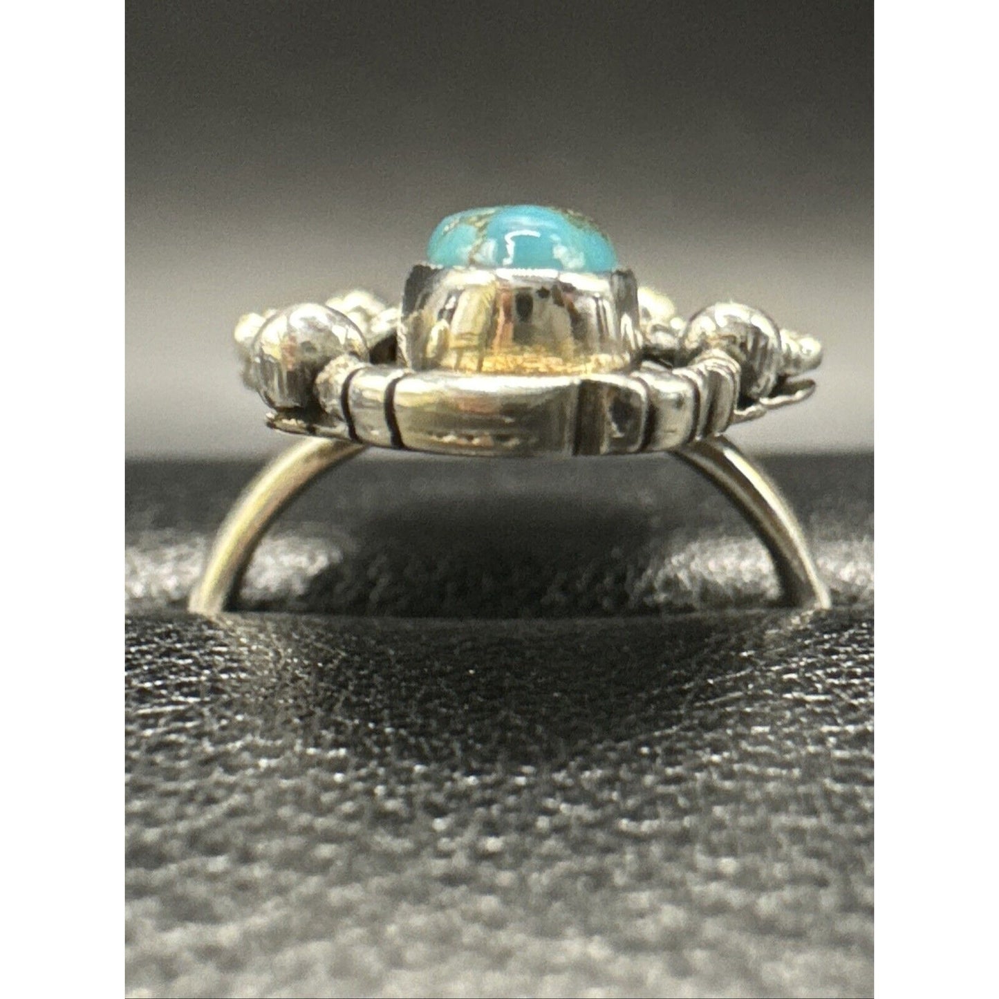 New Condition Sterling Silver Double Copper Turquoise Ring 925 Size 7