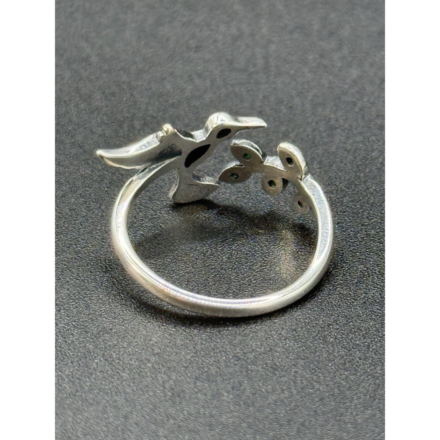 New Condition Sterling Silver Cubic Zirconia Hummingbird Ring Size 7.00