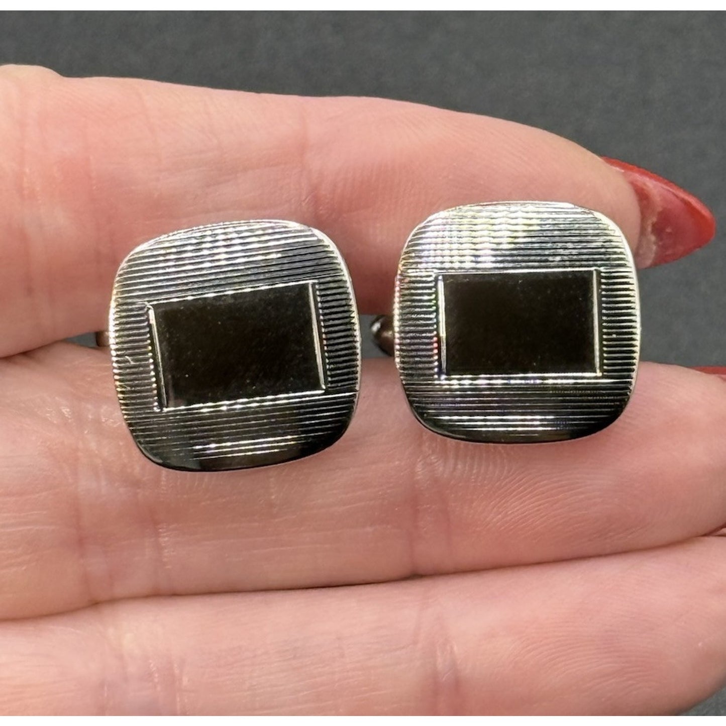 Excellent Used Condition Sterling Silver Cuff Links Engraveable 7 Grams N13
