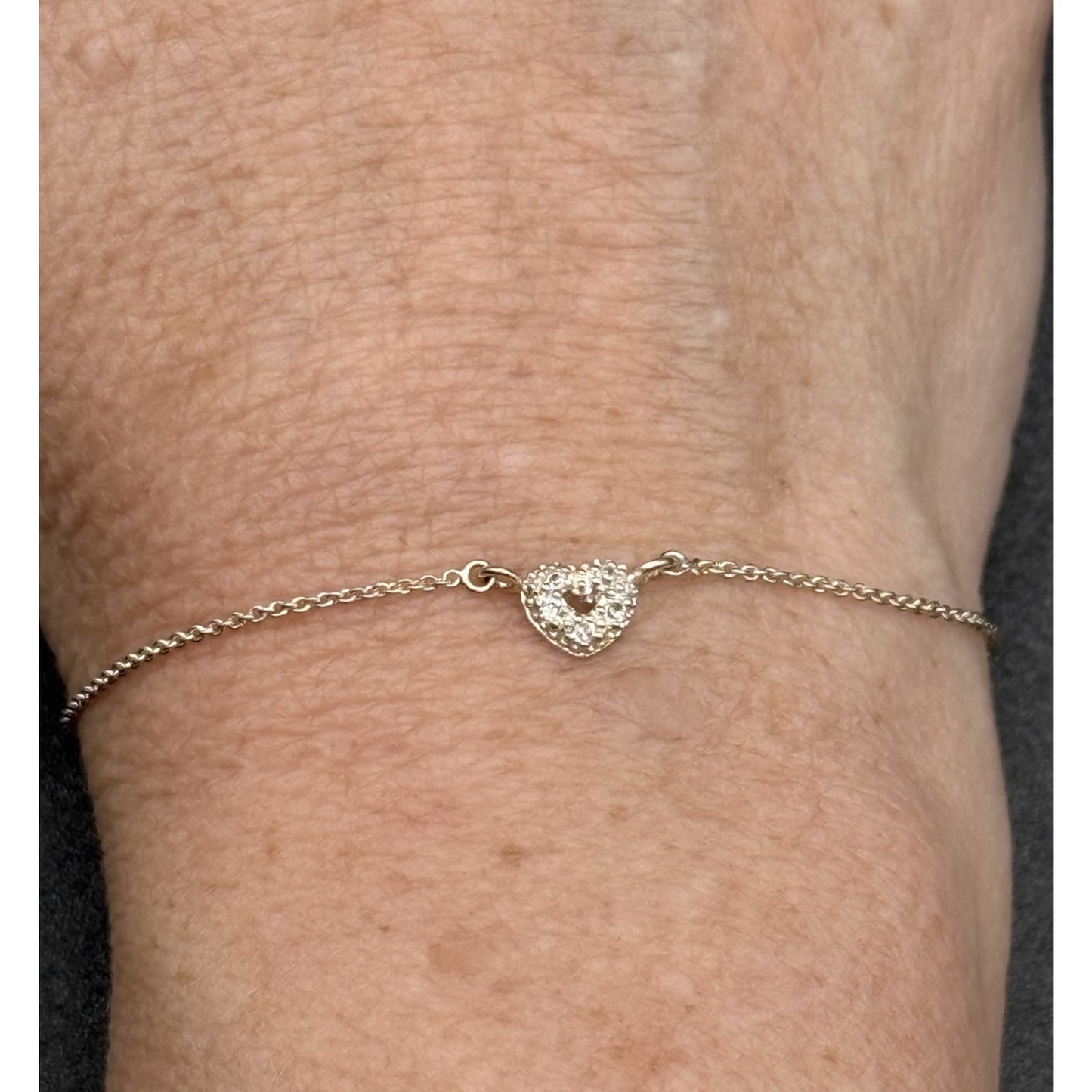 9” Sterling Silver Cubic Zirconia Heart Anklet 925 N13