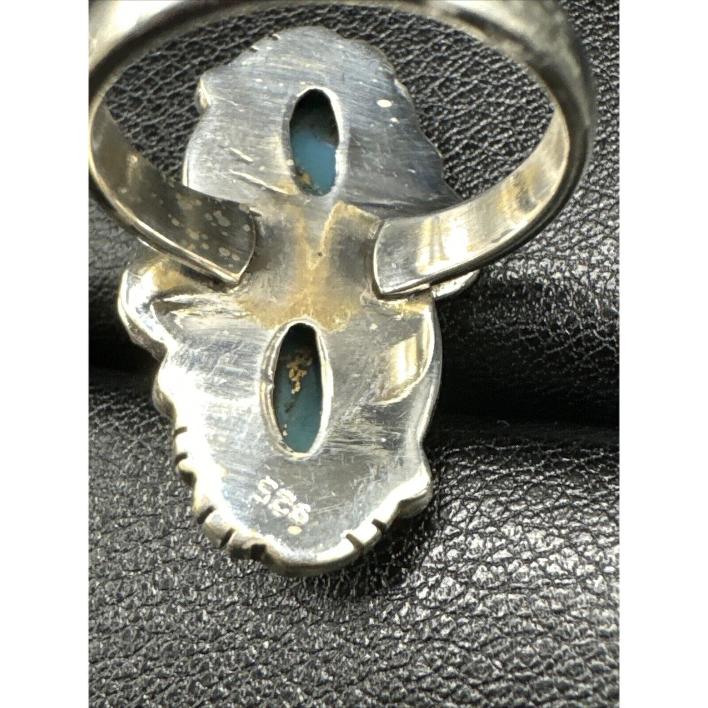 New Condition Sterling Silver Double Copper Turquoise Ring 925 Size 7