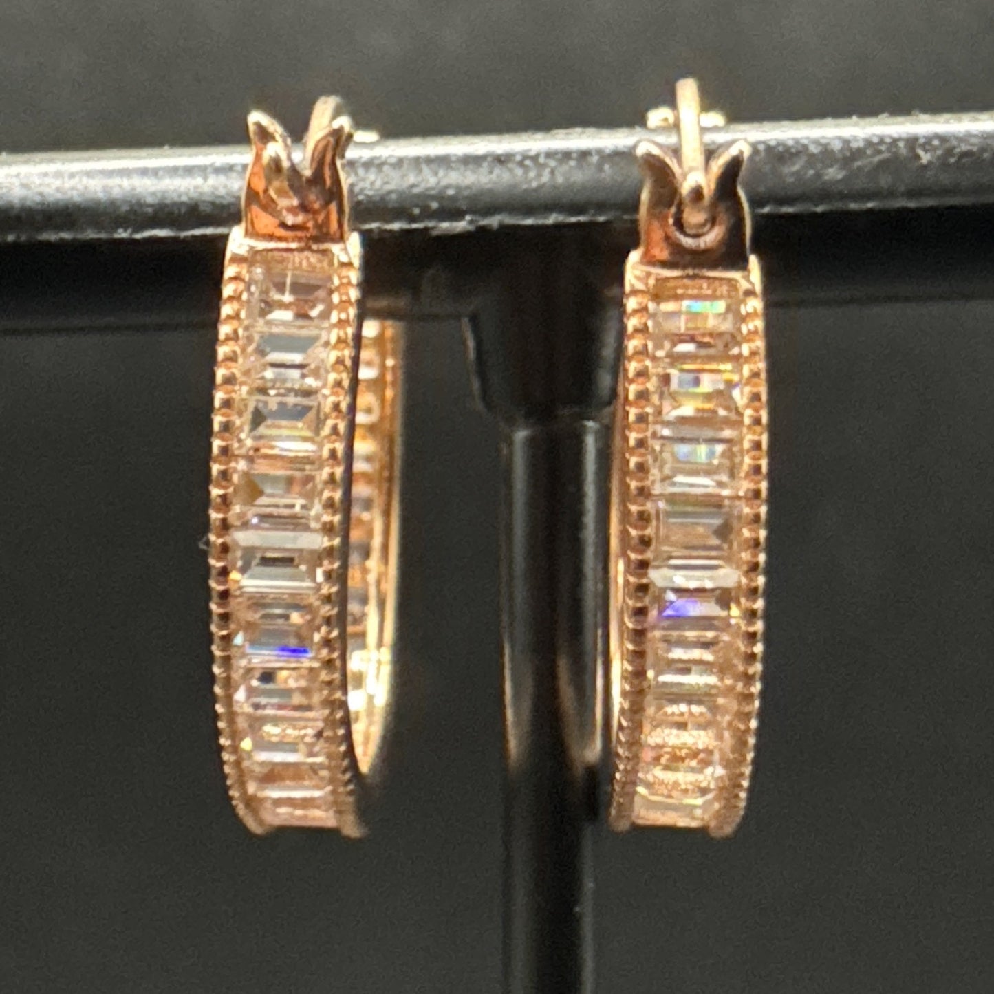 EUC JTV Rose Sterling Silver 20mm CZ Hoops 925 N13