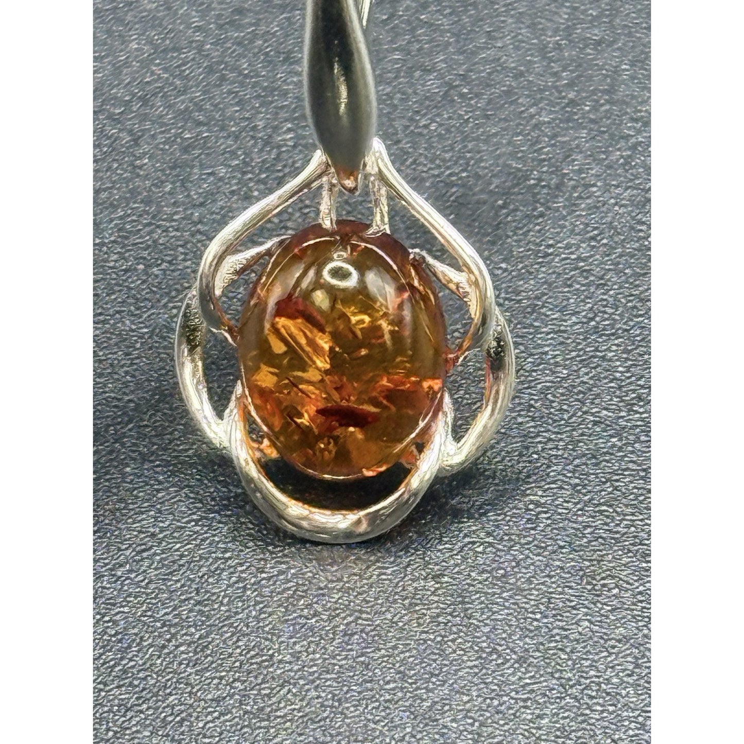 Excellent Used Condition Sterling Silver Amber Dangle Earrings 925 N17