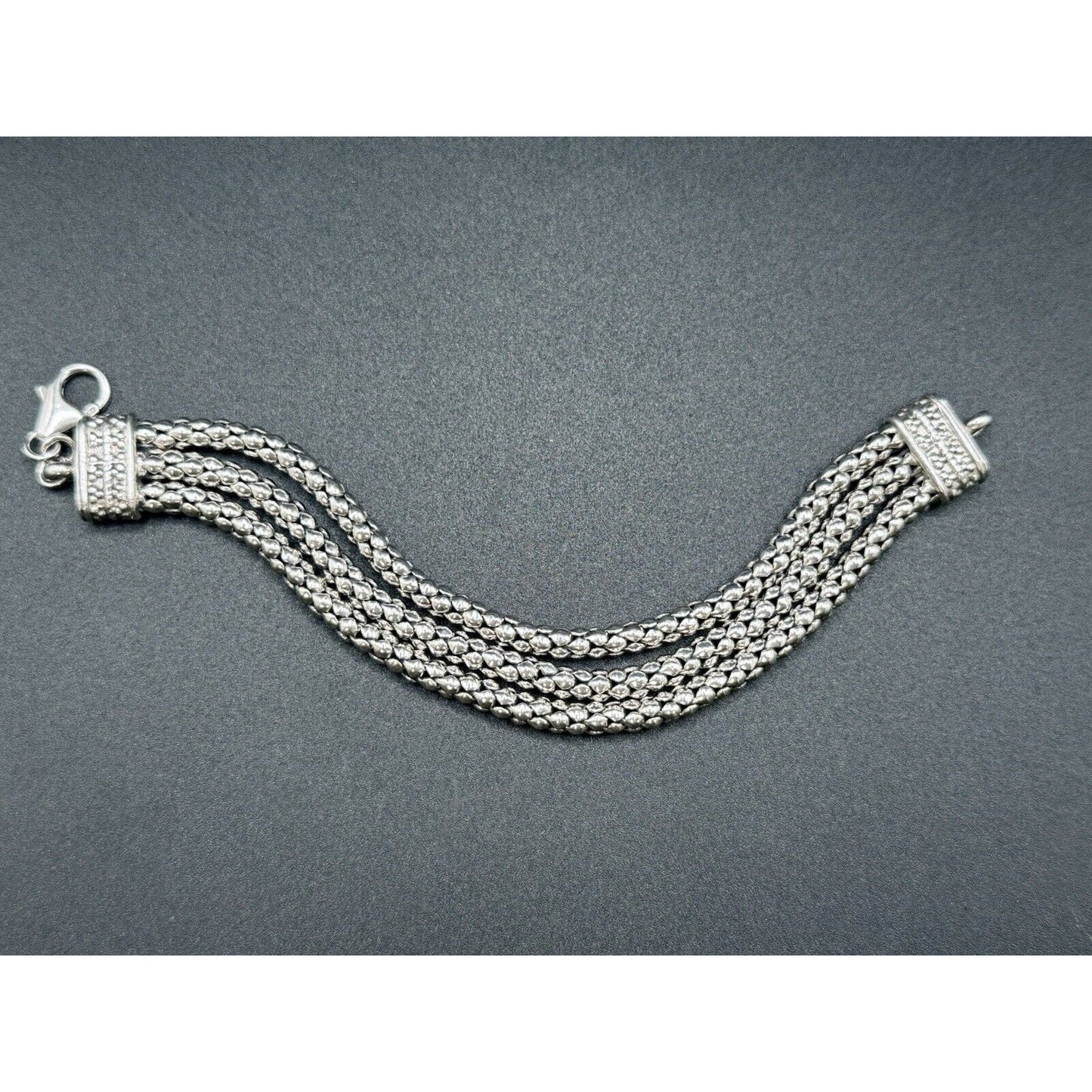 7.5" Vintage Sterling Silver Triple Strand Bracelet 45 Grams M15